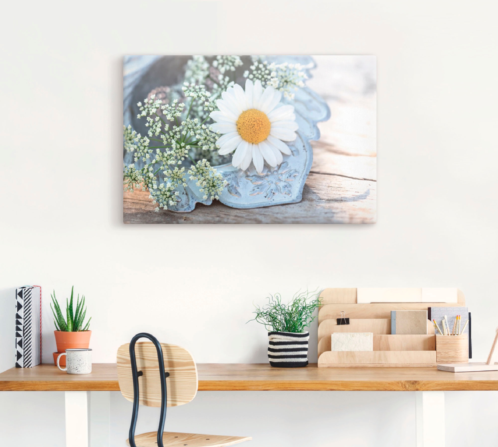 Artland Leinwandbild »Zarte Margeriten Blüte«, Blumen, (1 St.), auf Keilrahmen gespannt