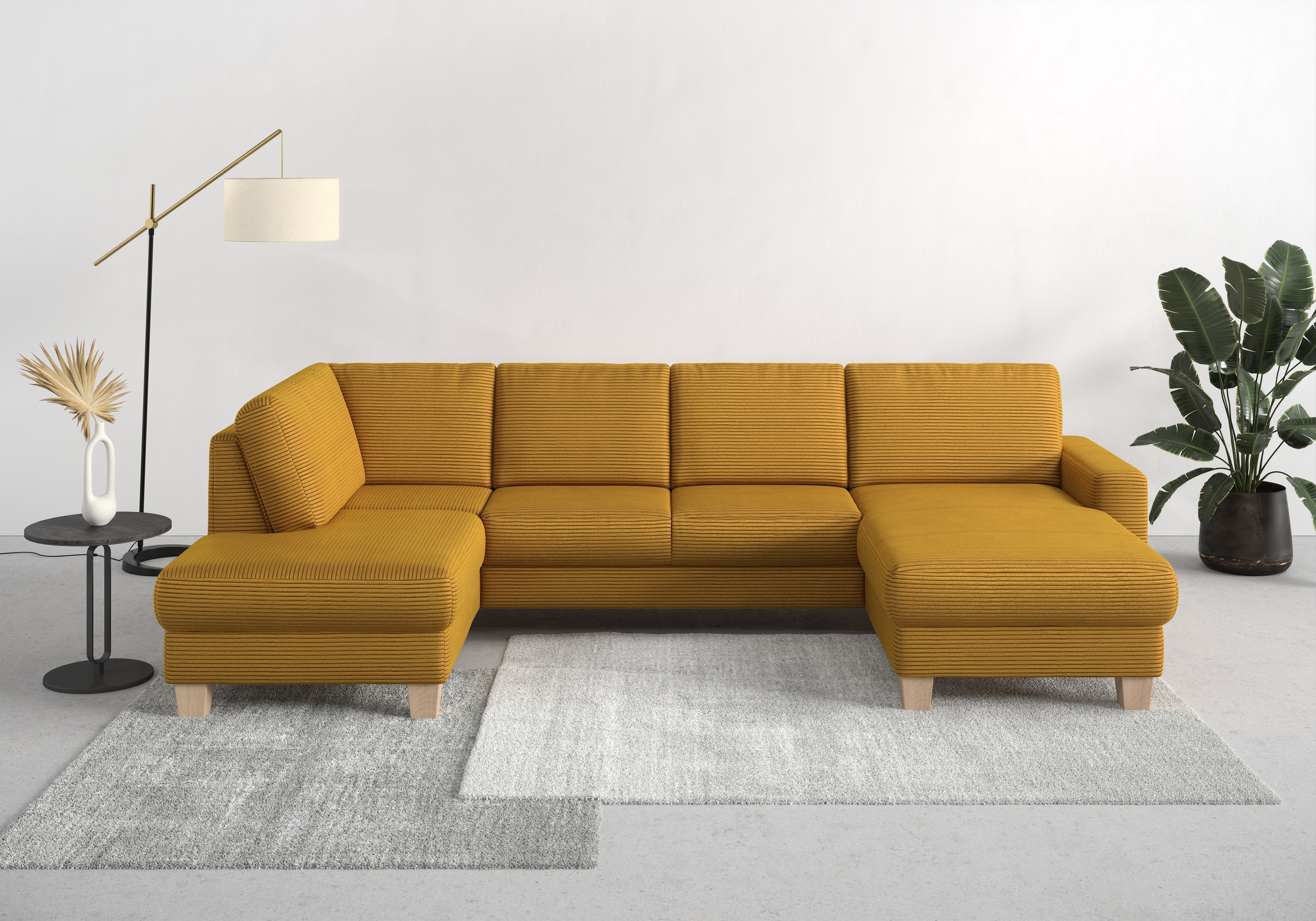 Home affaire Wohnlandschaft »Summer U-Form«, mit oder ohne Bettfunktion und Bettkasten, Cord-Bezug