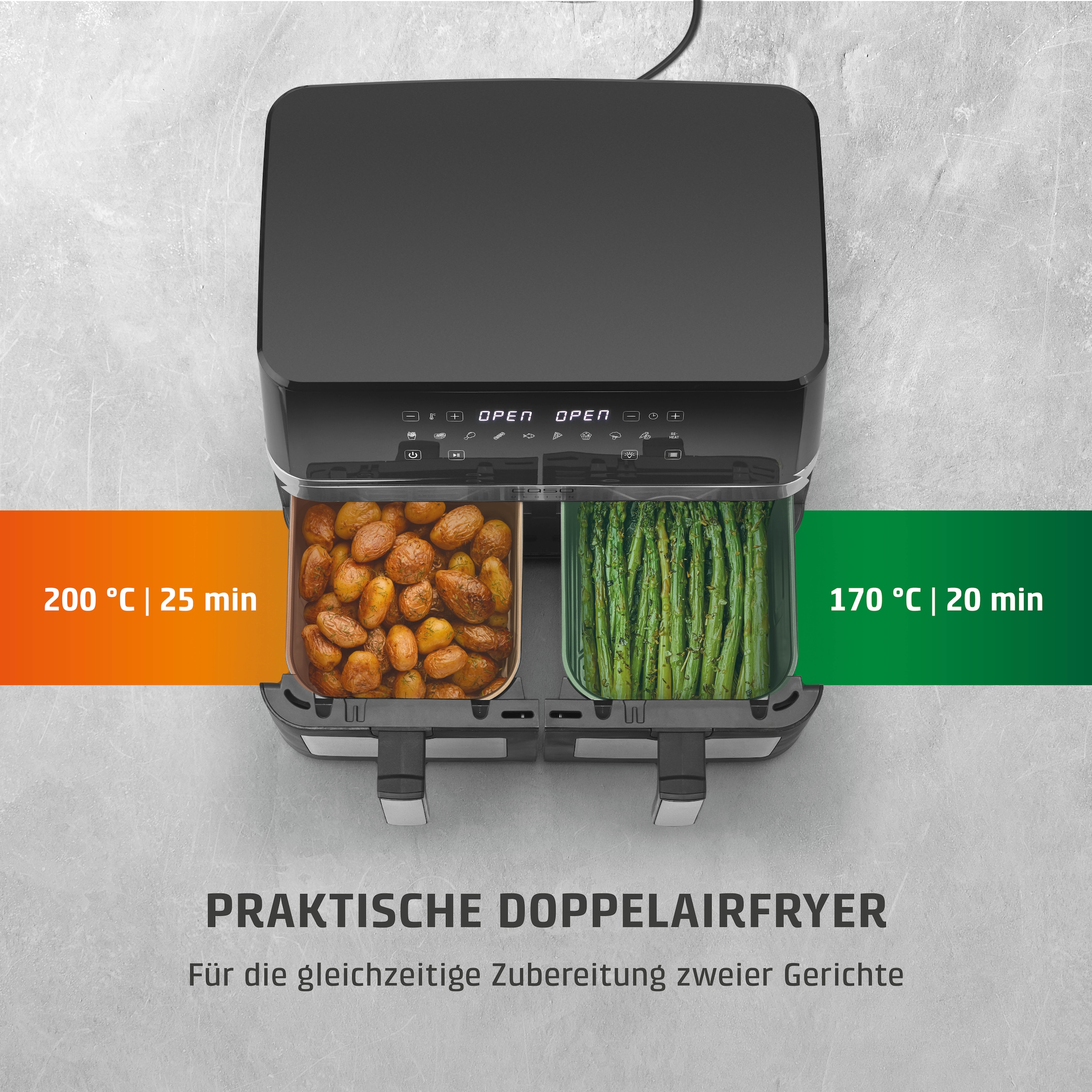 Caso Heißluftfritteuse »3186 Design AirFry DuoChef«, 2200 W, Fassungsvermögen 0 l