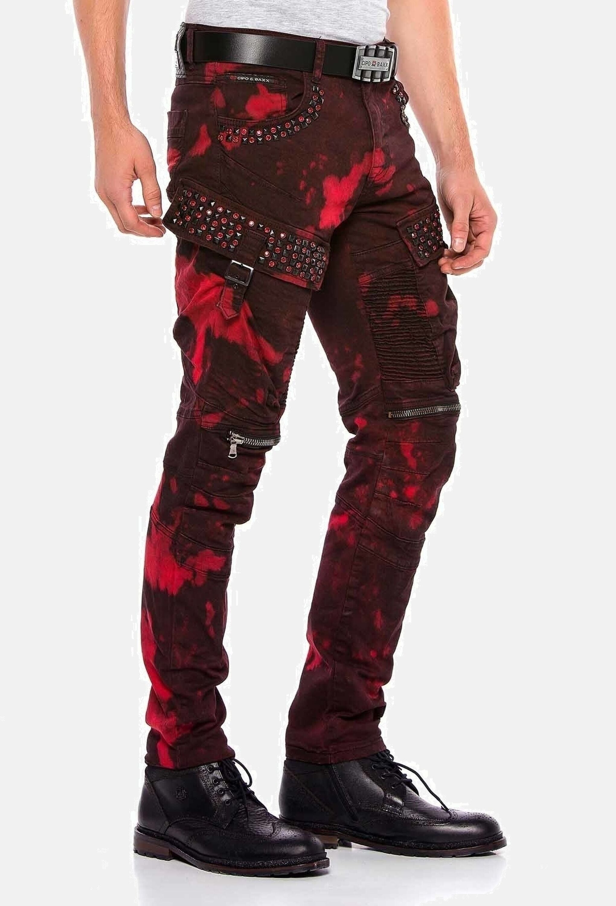 Cipo & Baxx Straight-Jeans »Cipo & Baxx Jeans« mit Biker- und Punk-Elementen, CD558