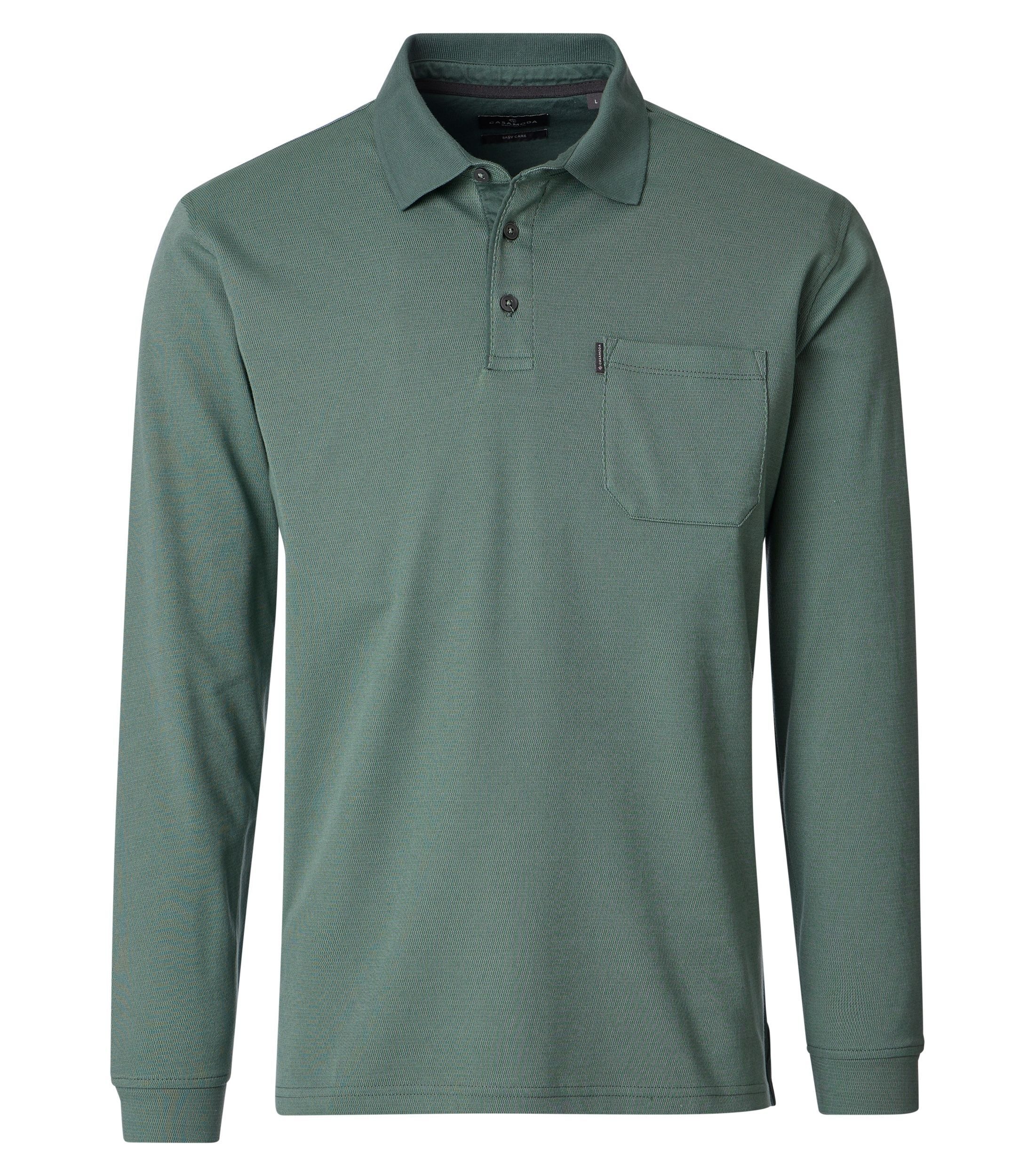 Langarm-Poloshirt CASAMODA "CASAMODA Polo-Shirt Langarm gestreift", Damen, Gr. M, grün, 60% Baumwolle, 40% Polyester, Shirts