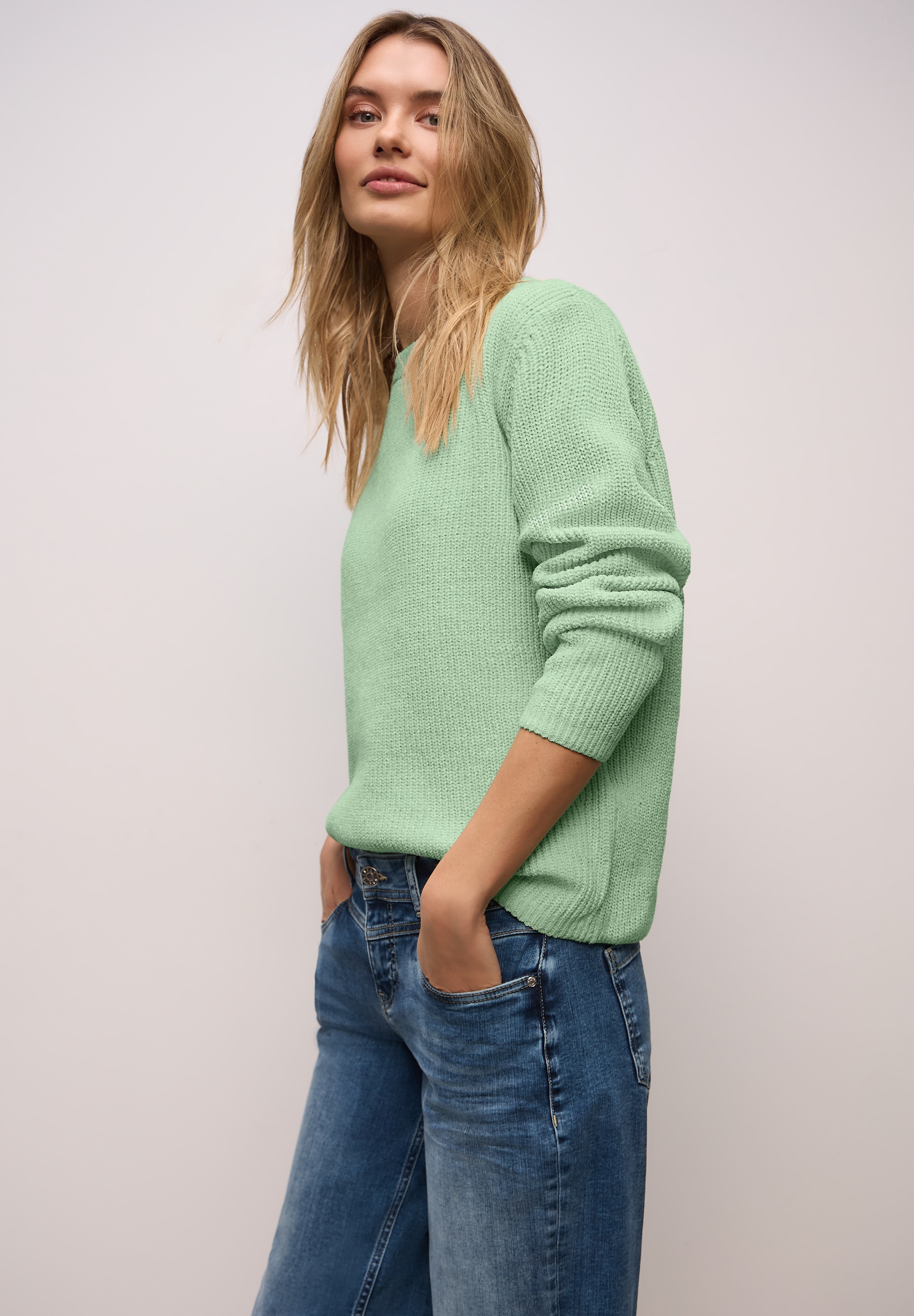 STREET ONE Strickpullover Chenille Pullover mit U-Boot-Auschnitt günstig online kaufen