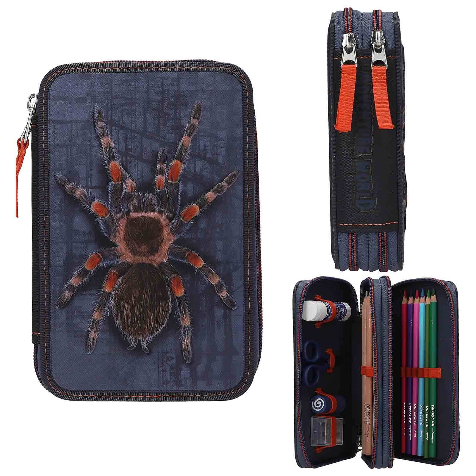 Depesche Buntstift »2-Fach Federtasche mit Spinne Adventure World 5,5 x 12 x 19 cm blau-orange«