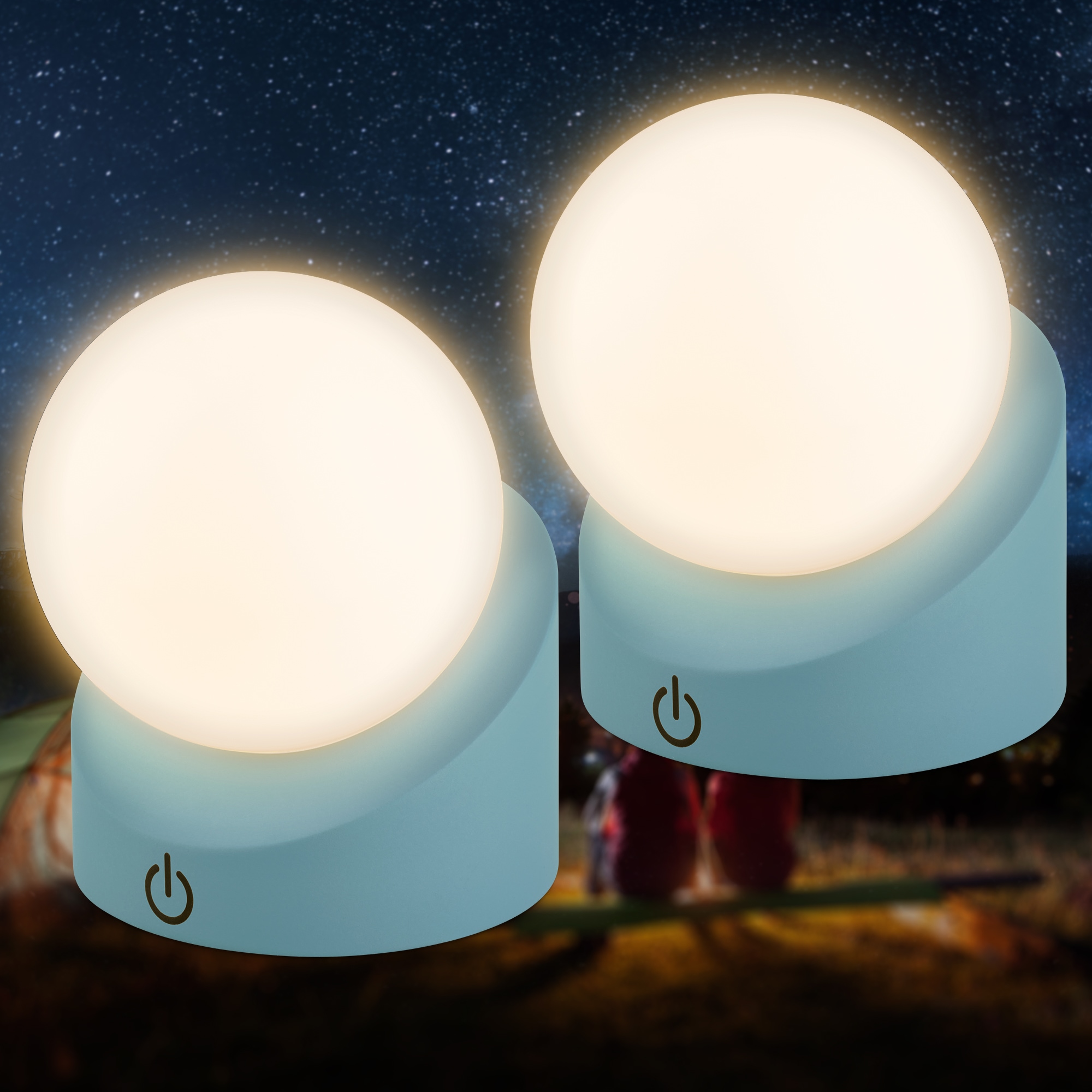 Briloner Leuchten LED Außen-Tischleuchte »SORA« LED-Board 2 Stk. Warmweiß kabellos 10x8x9cm Taubenblau 2W Kinderzimmer Outdoor Außen 2er-Set