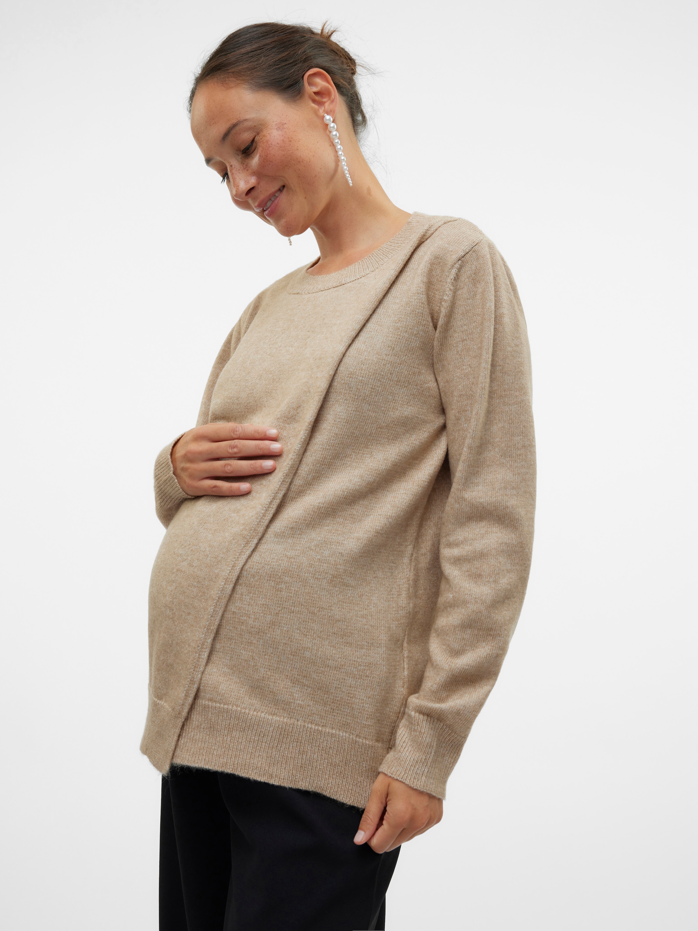 Mamalicious Strickpullover »MLNEWANNE IRIS L/S KNIT TOP 2F NOOS« Kunstfaser, regular fit