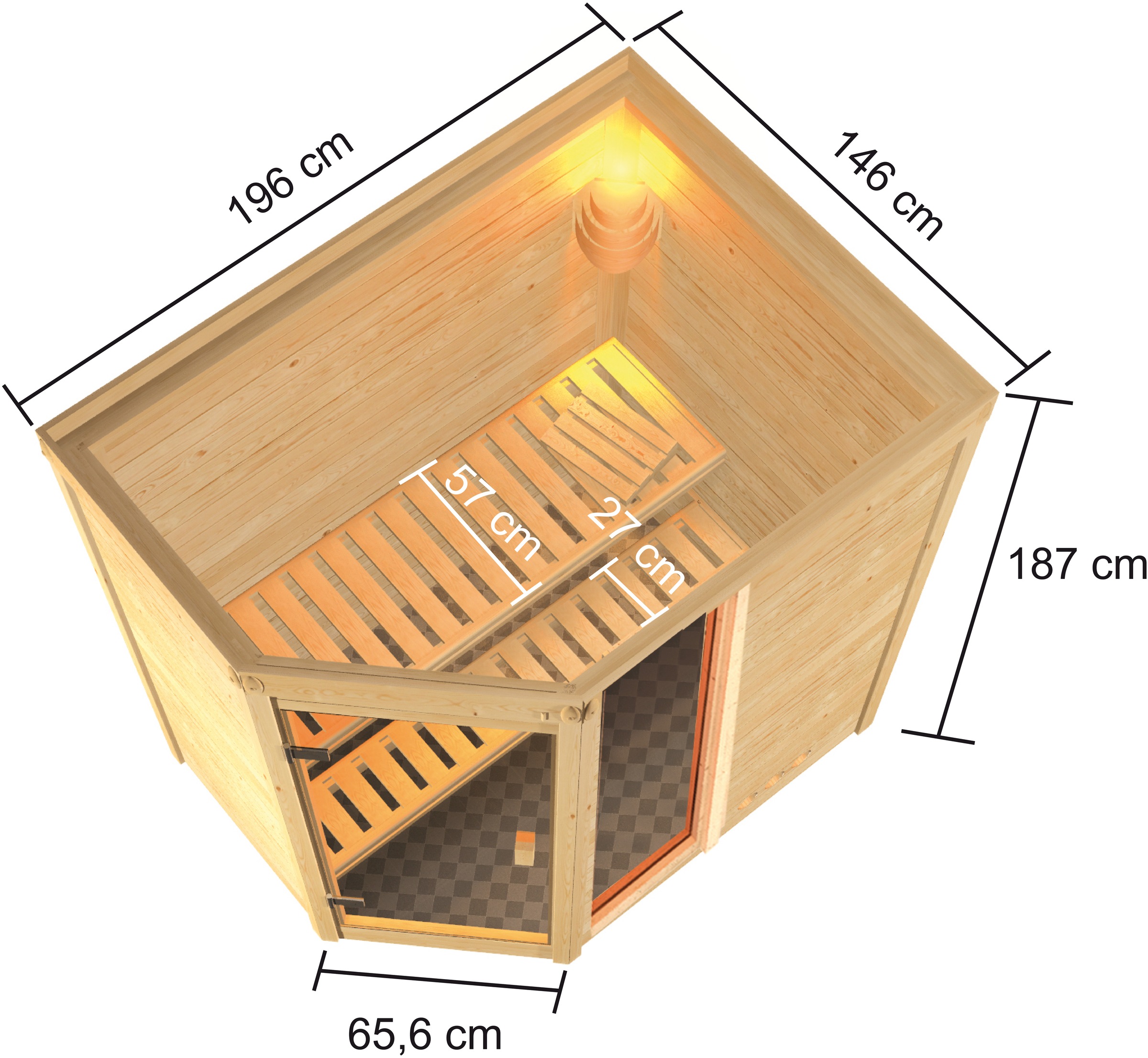 welltime Sauna »Josie«, 9-kW-Ofen mit ext. Steuerung