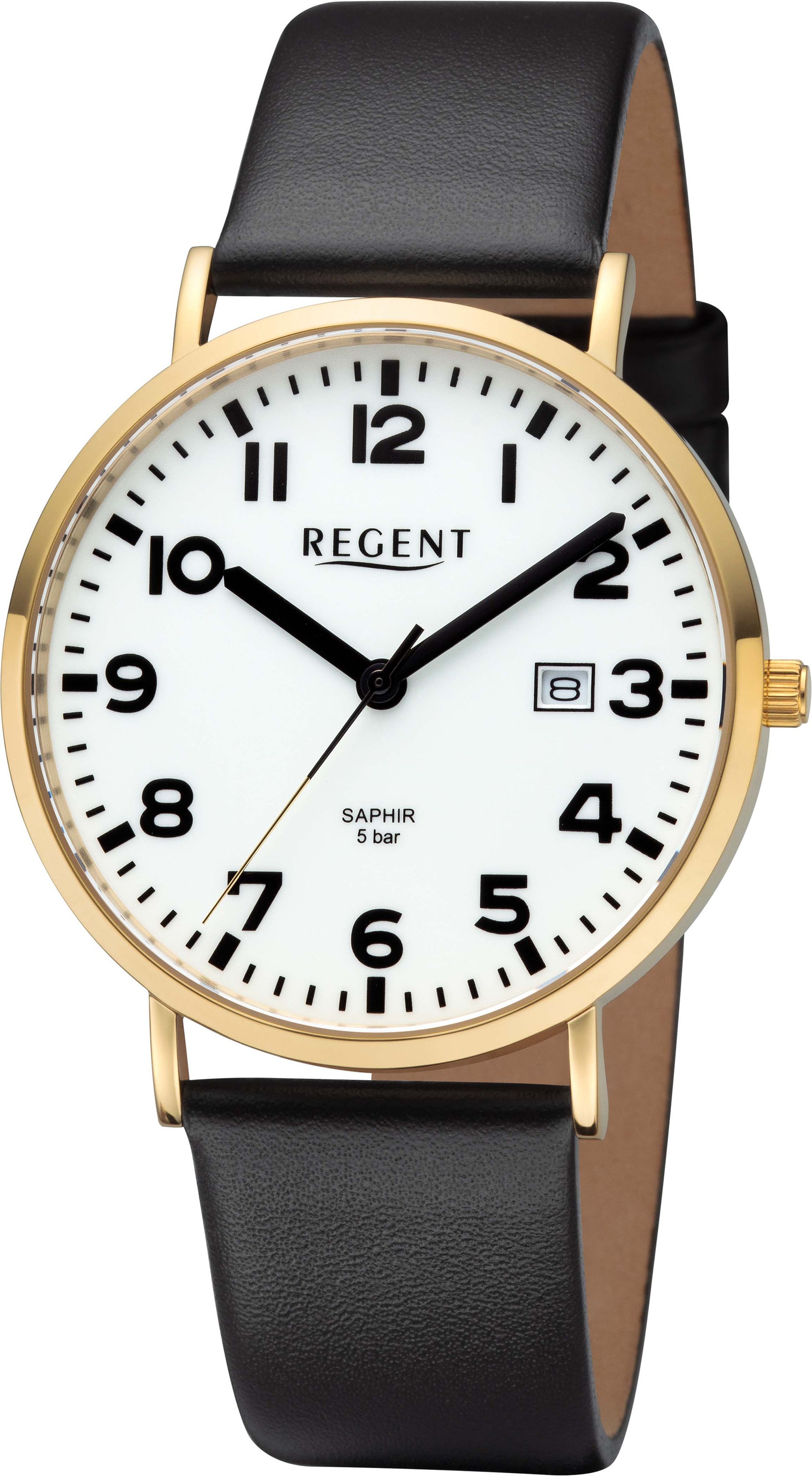 Regent Quarzuhr »BA-797 - 30413GP«, Armbanduhr, Herrenuhr, Datum, Saphirglas