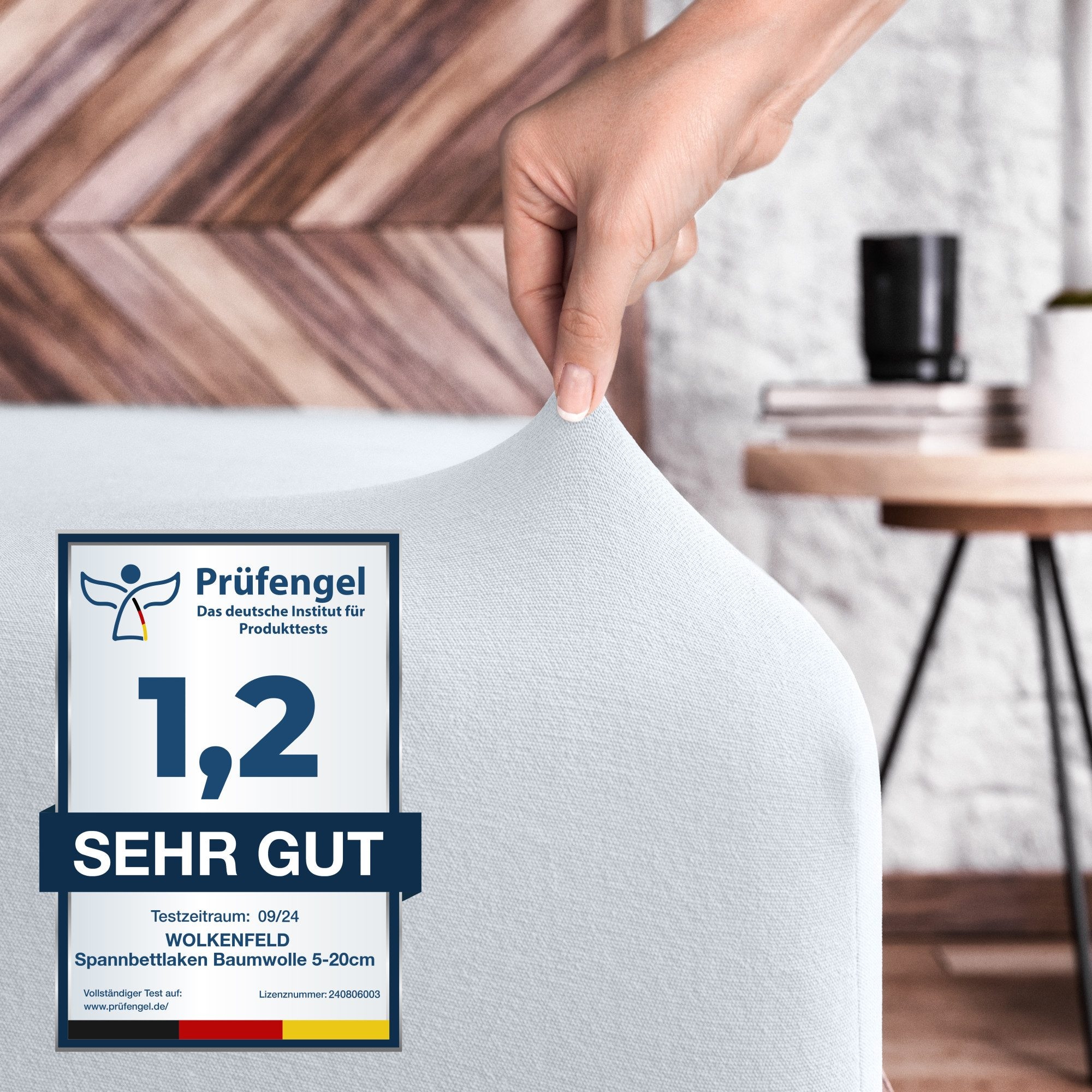 Spannbettlaken WOLKENFELD, L:200cmweiß, Jersey, Obermaterial: 100% Baumwolle, Bettlaken, "100% Baumwolle - Superweiches Bettlaken für Matratzen von 5