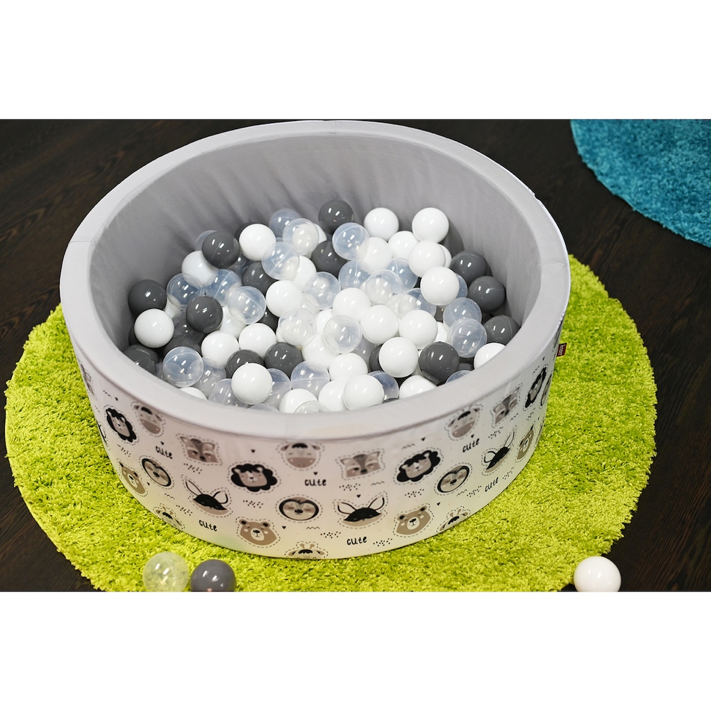 Knorrtoys® Bällebad »Soft, Cute Animals«, mit 150 Bällen grau/weiß/transparent; Made in Europe
