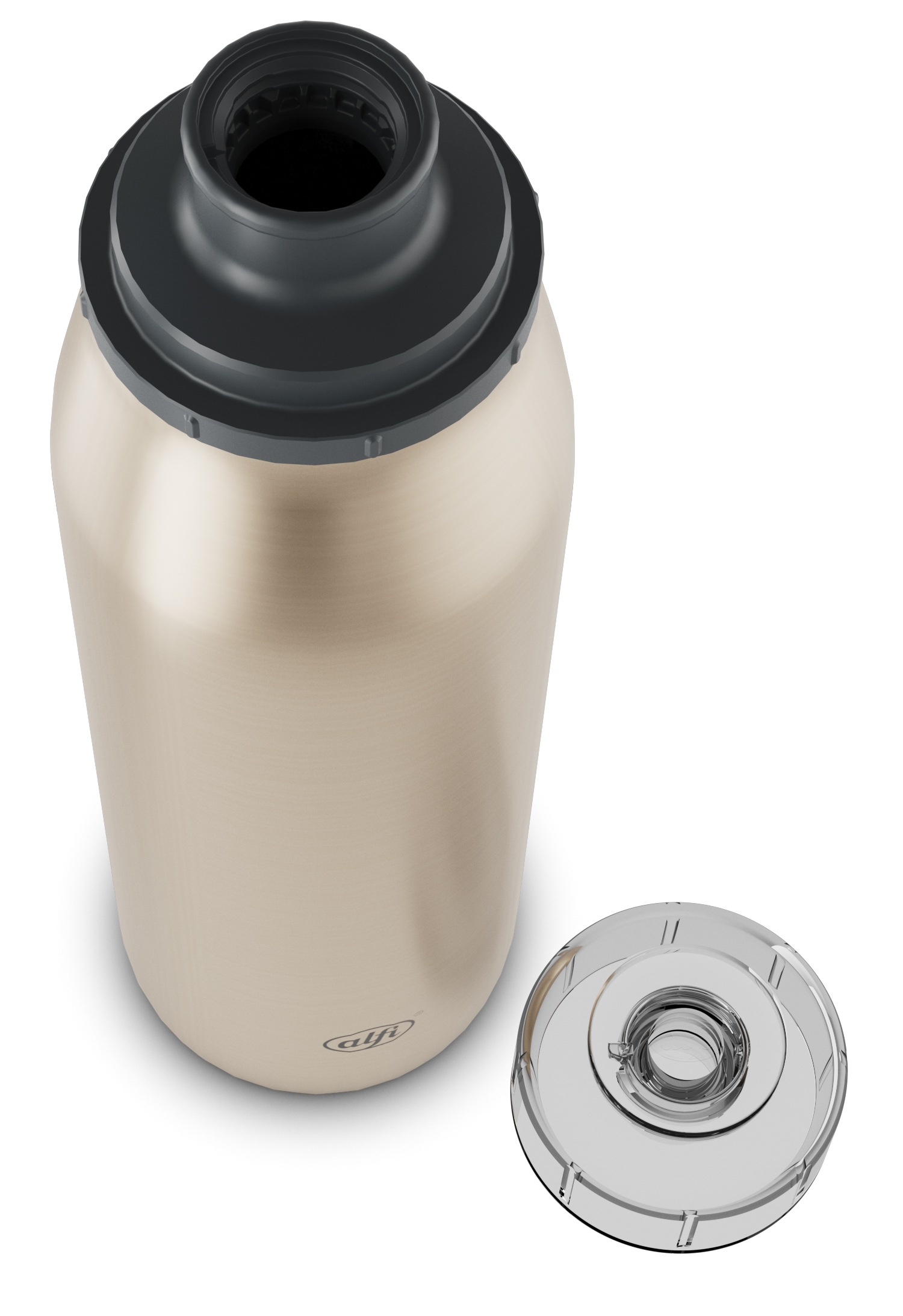 Alfi Isolierflasche »ISO BOTTLE, Edelstahlkörper, spülmaschinenfest«, (1 tlg.), 0,5l, 12h heiß & 24h kalt, Trinköffnung mit konsistentem Trinkfluss