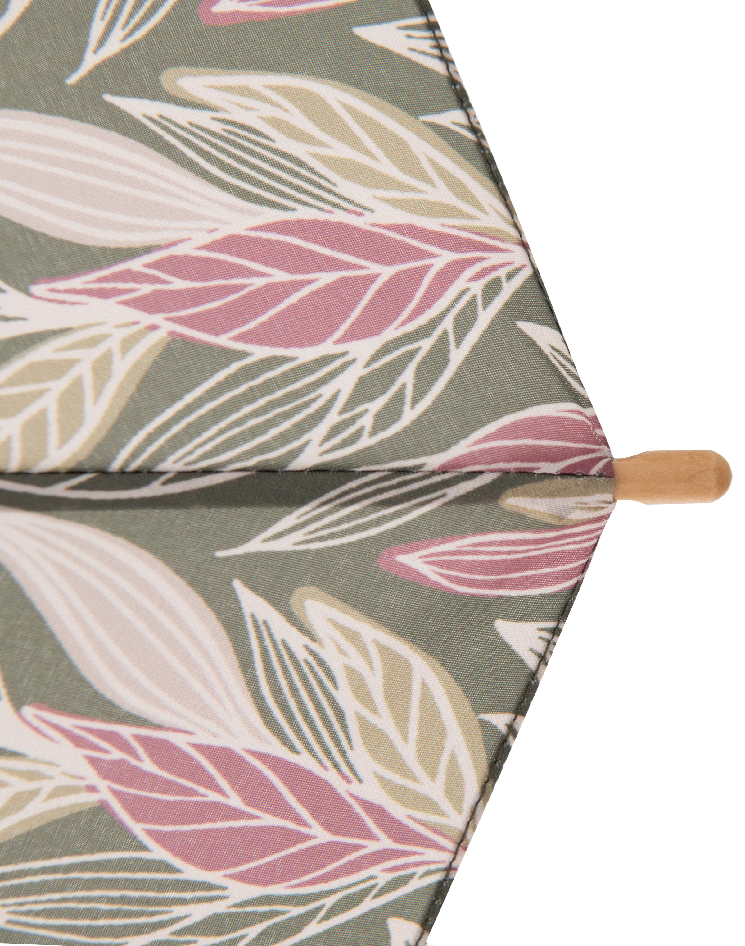 doppler® Stockregenschirm »nature Long, kaufen BAUR intention aus online mit recyceltem | Holz olive«, Schirmgriff Material aus