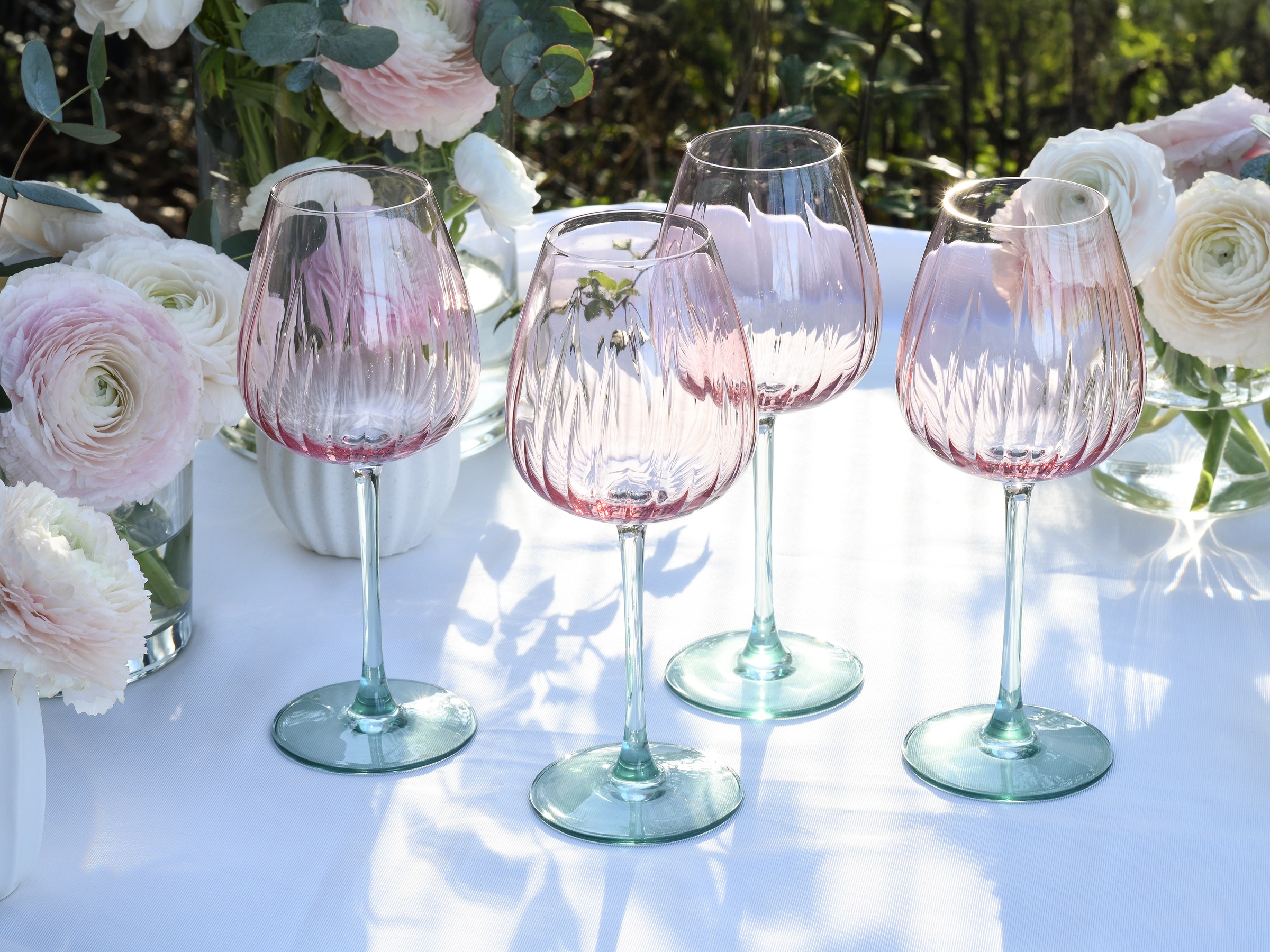 CreaTable Weinglas »Swirly Spring, Weingläser-Set, 4-tlg.«, (Set, 4 tlg.), Rillen Relief, Modern, Sommerlich, Leicht