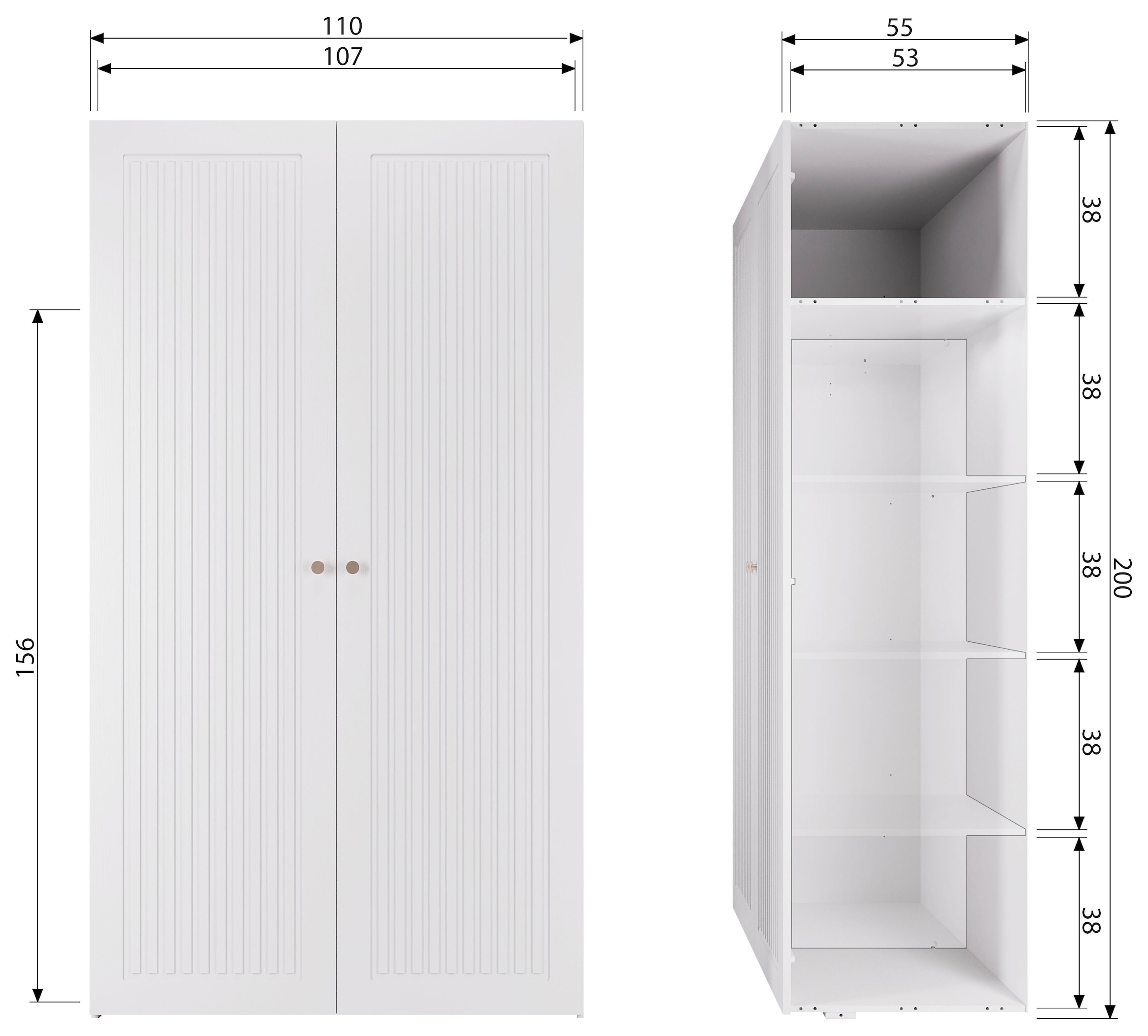 WOOOD Garderobenschrank »Sipke mit geschliffenem Oberfläche und HDF-Rückwand (2-türig)« FSC®-Mix Massivkiefer, Hänge- und Legbereich