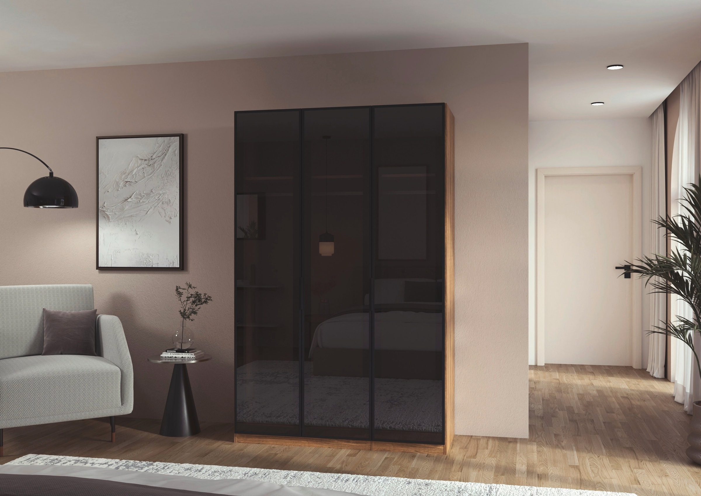 OTTO home Kleiderschrank »Schrank Möbel Schlafzimmer Garderobe Mietswohnung WELTNEUHEIT NYLLA« PATENTIERTES SCHNELLMONTAGESYSTEM mit Glasrahmentüren MADE IN GERMANY