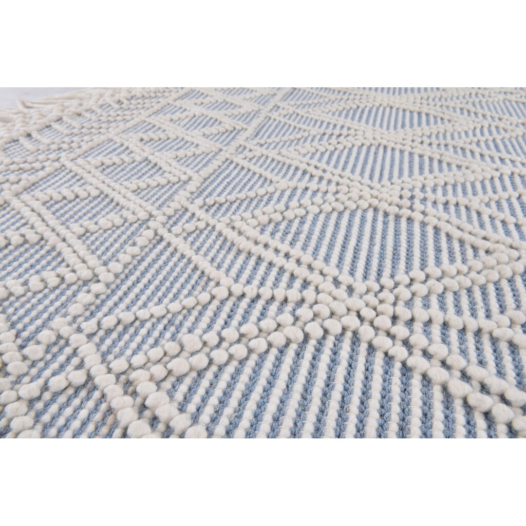TOM TAILOR HOME Teppich »Colored Macrame«, rund, Handweb Teppich, reine Wolle, handgewebt, mit Fransen, Scandi Design