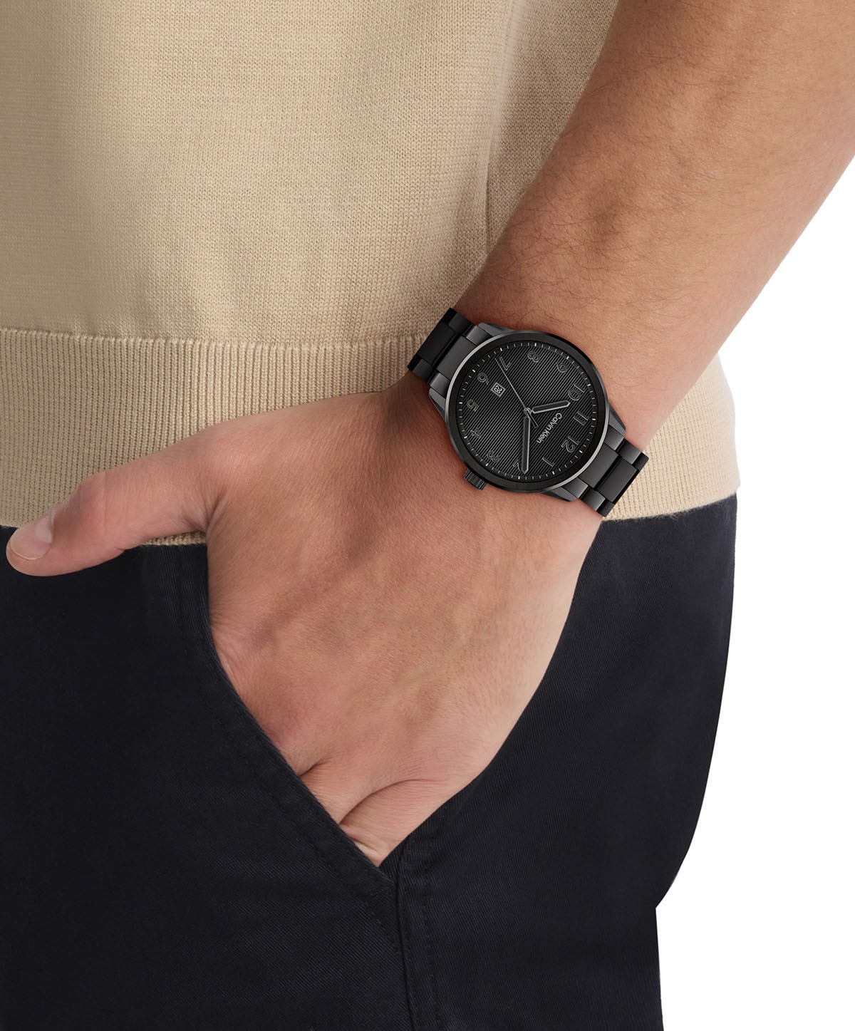 Calvin Klein Quarzuhr »Minimalistic Pilot«, Armbanduhr, Herrenuhr, Edelstahlarmband, analog, Tag