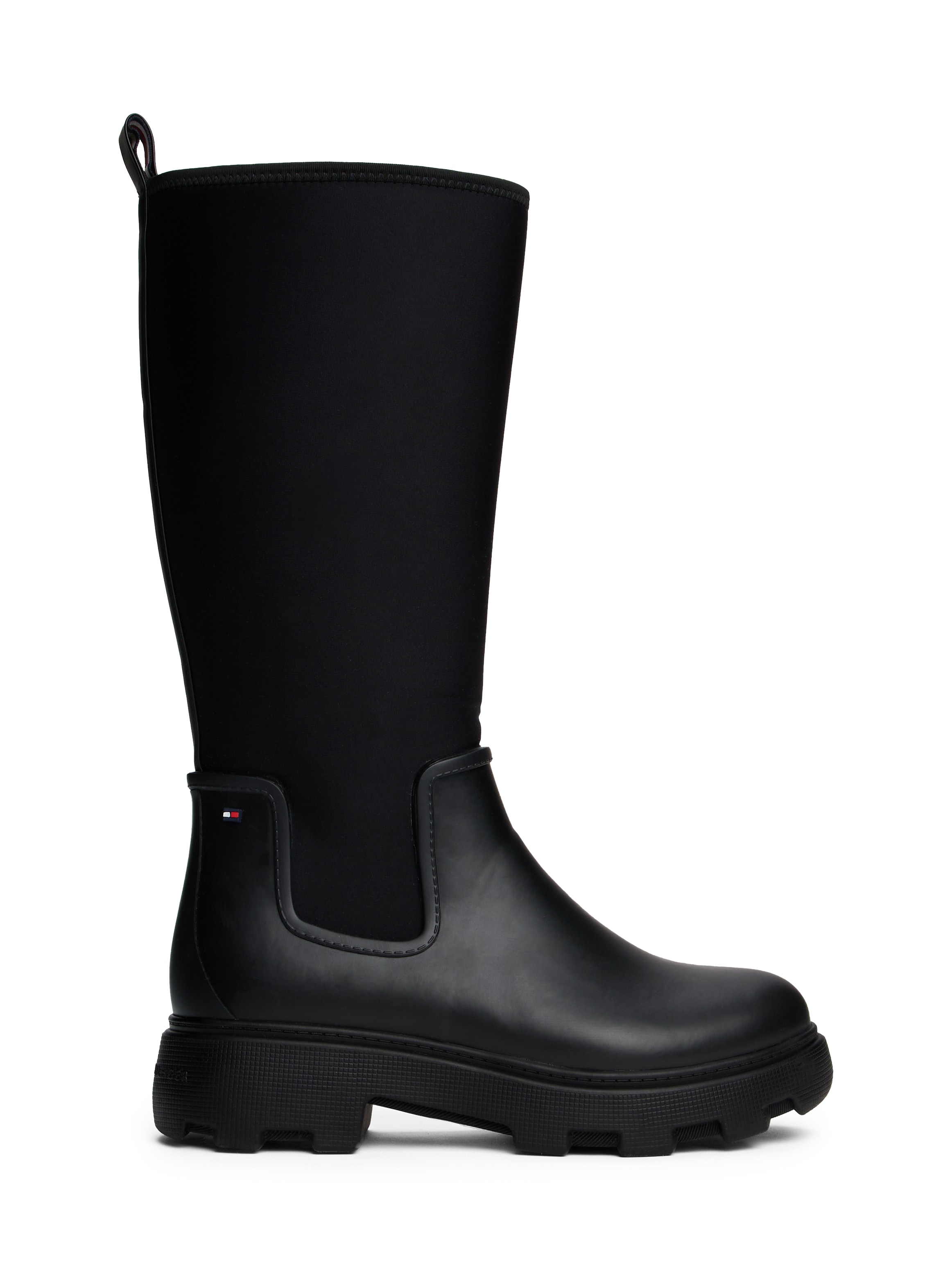 Tommy Hilfiger Gummistiefel »FLAG LONG RAINBOOT WARM LINING«, Blockabsatz, Langschaftstiefel mit elastischem Schaft