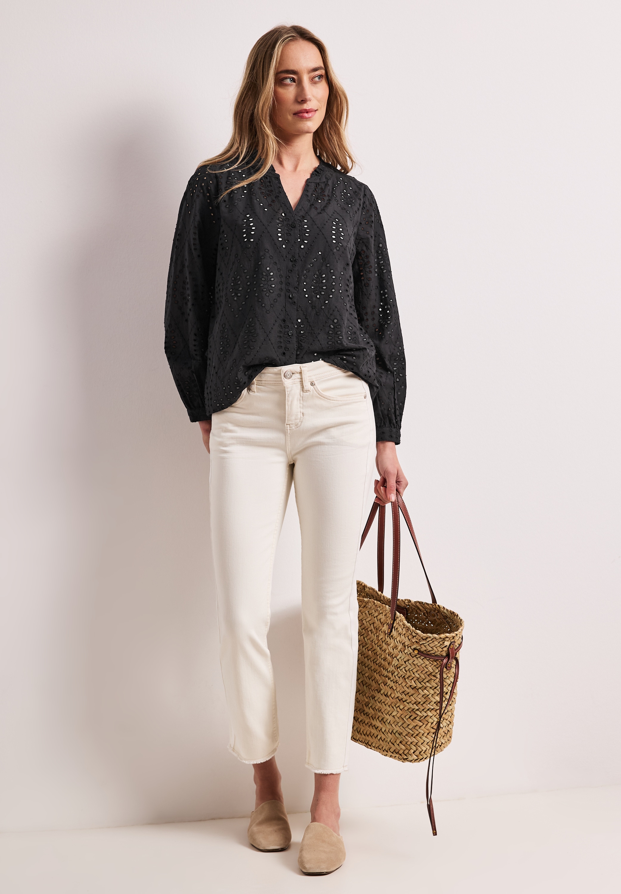 STREET ONE Langarmbluse aus reiner Baumwolle