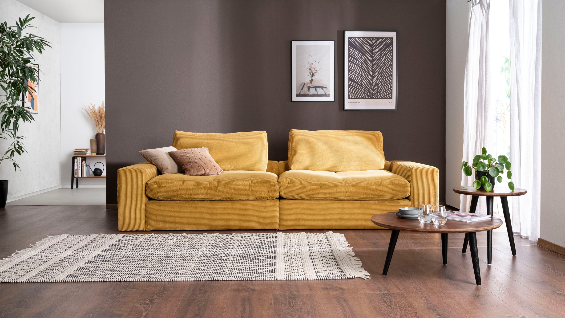 alina Big-Sofa "Sandy" 296 cm breit und 123 cm tief, in modernem Cordstoff günstig online kaufen