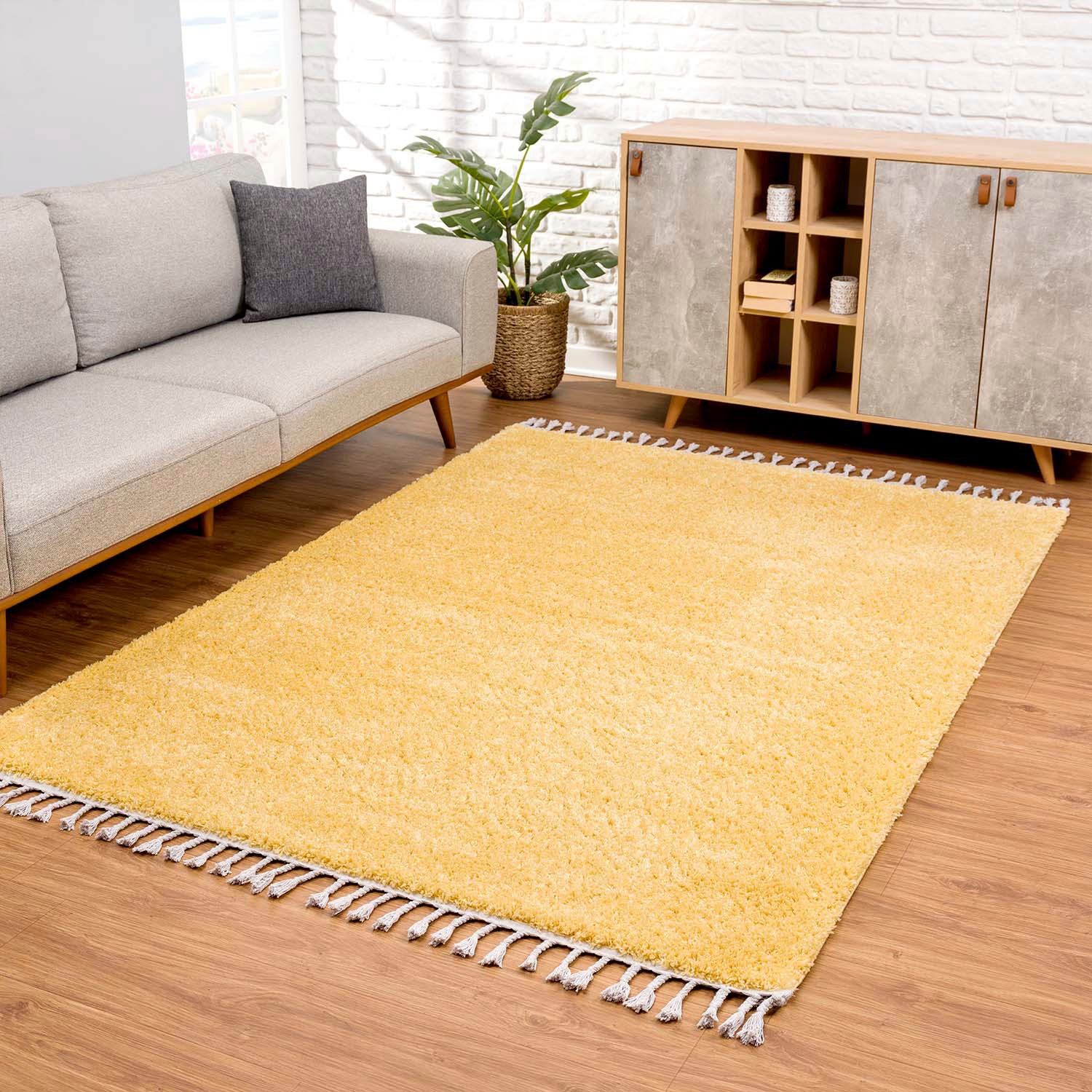 Carpet City Hochflor-Teppich »Pulpy 100«, rechteckig, sehr weich, mit  Fransen, uni, viele Größen, Wohnzimmer, Schafzimmer | BAUR