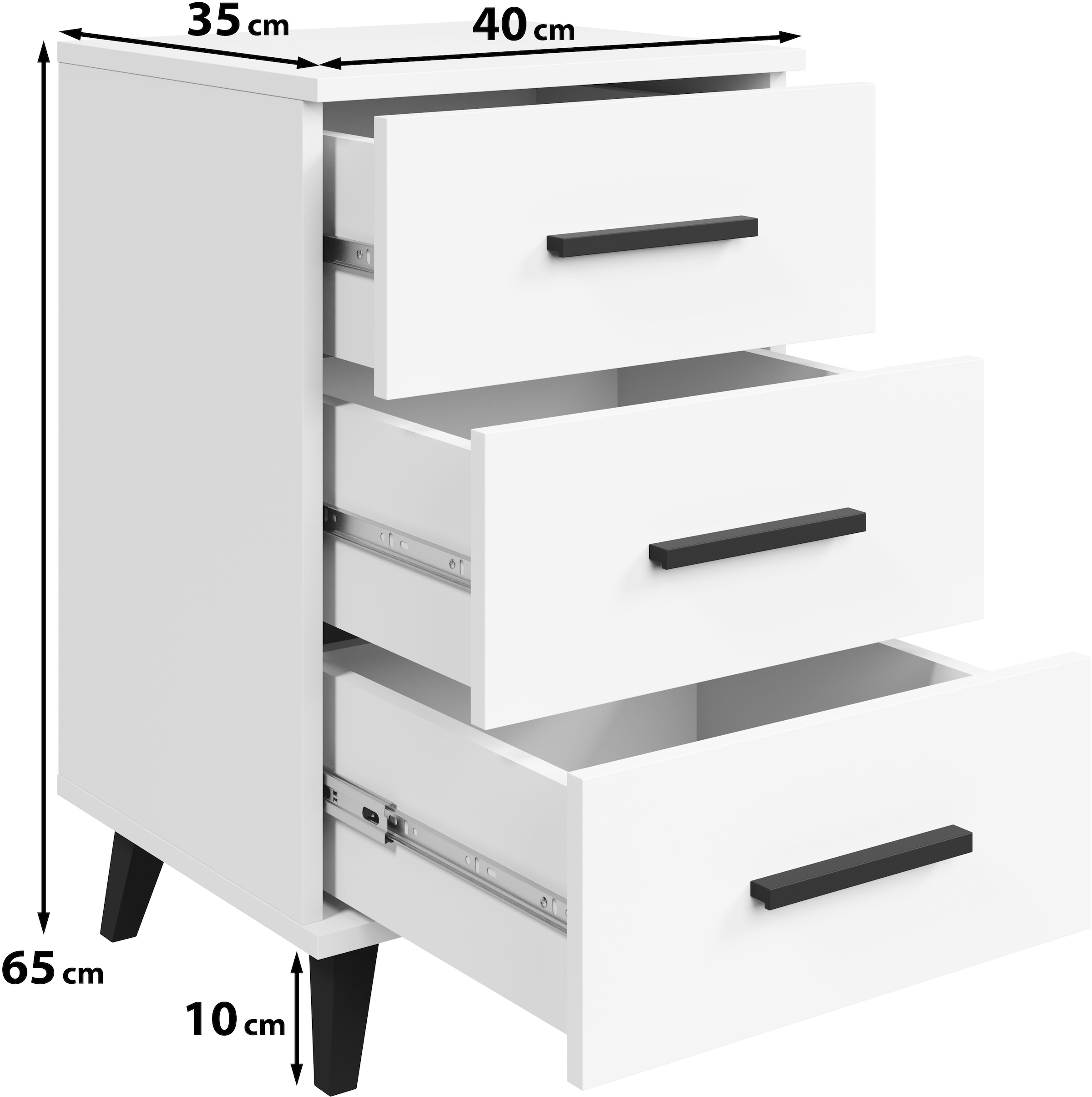 INOSIGN Nachtkommode »Lagos, 2 Nachtschränke, 3 Schubladen, schwarze Griffe & Füße«, (Set, 2 St.), modernes Design, B/T/H je 40/35/65 cm, pflegeleichte Oberfläche