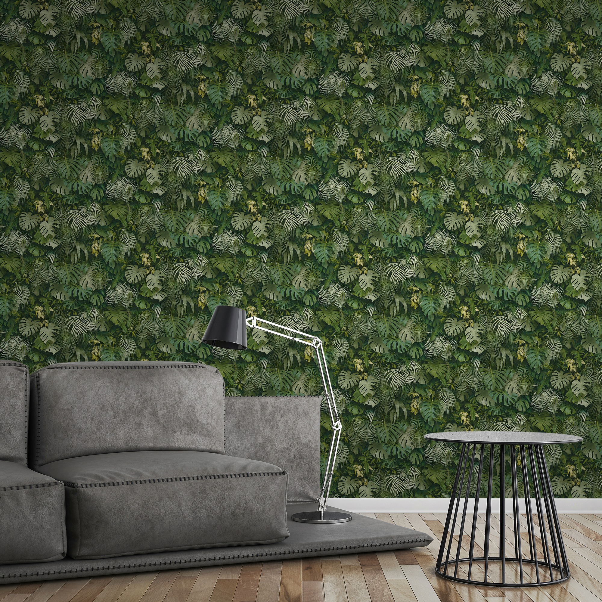 A.S. Création Vliestapete »Greenery mit Palmenprint in Dschungel Optik«, floral-botanisch-Wald, Palmentapete Tapete Dschungel Tapeten Wohnzimmer Schlafzimmer Küche