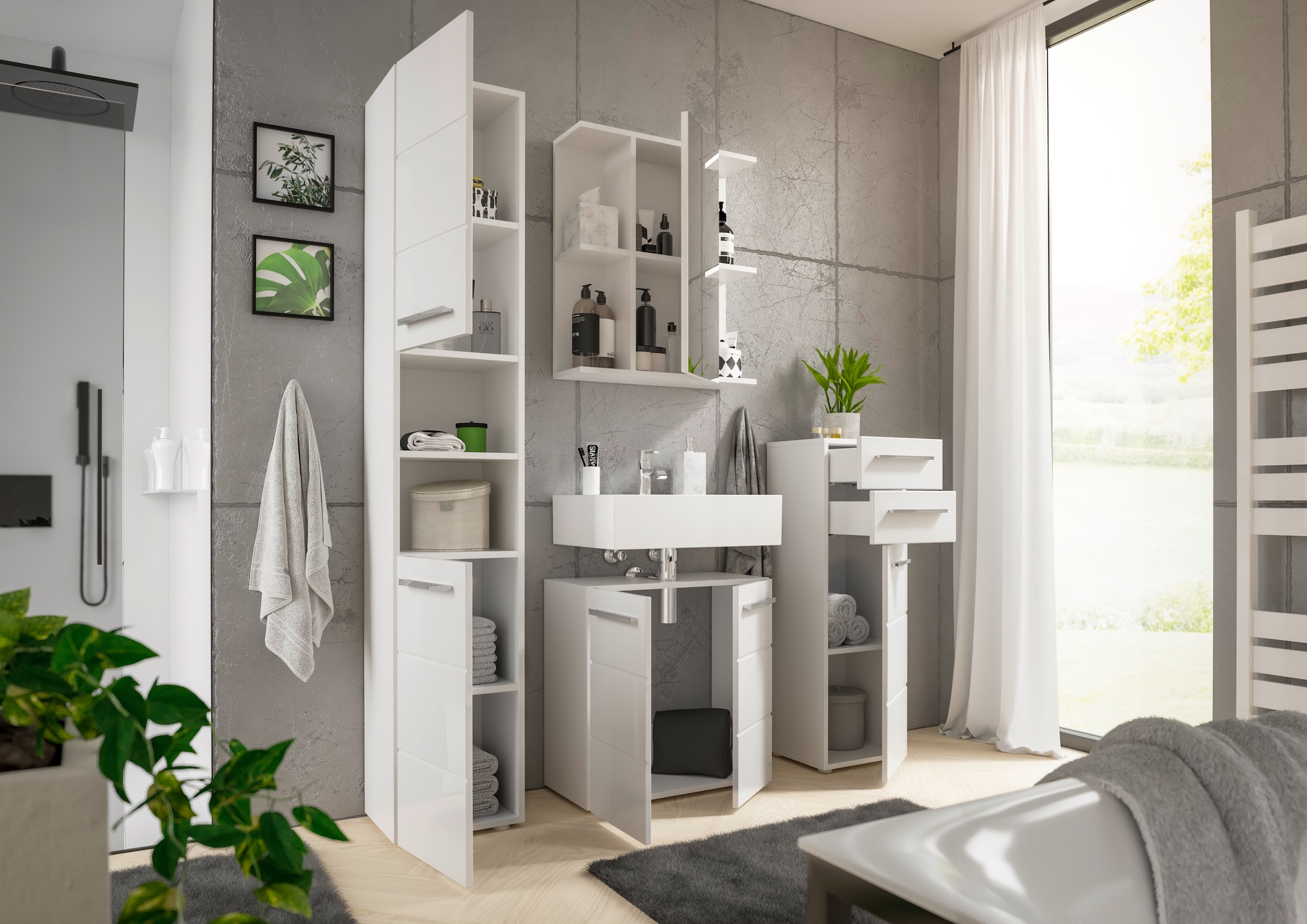 BASIC by Balculina Waschbeckenunterschrank »Mandi« 1 Stk. tlg. Breite 60cm, hochglanz Front