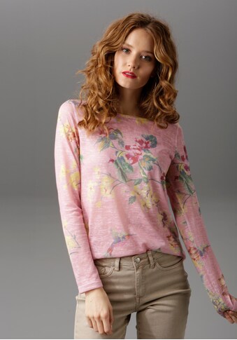 Aniston CASUAL Langarmshirt, mit großflächigem Blumendruck und Vögeln kaufen