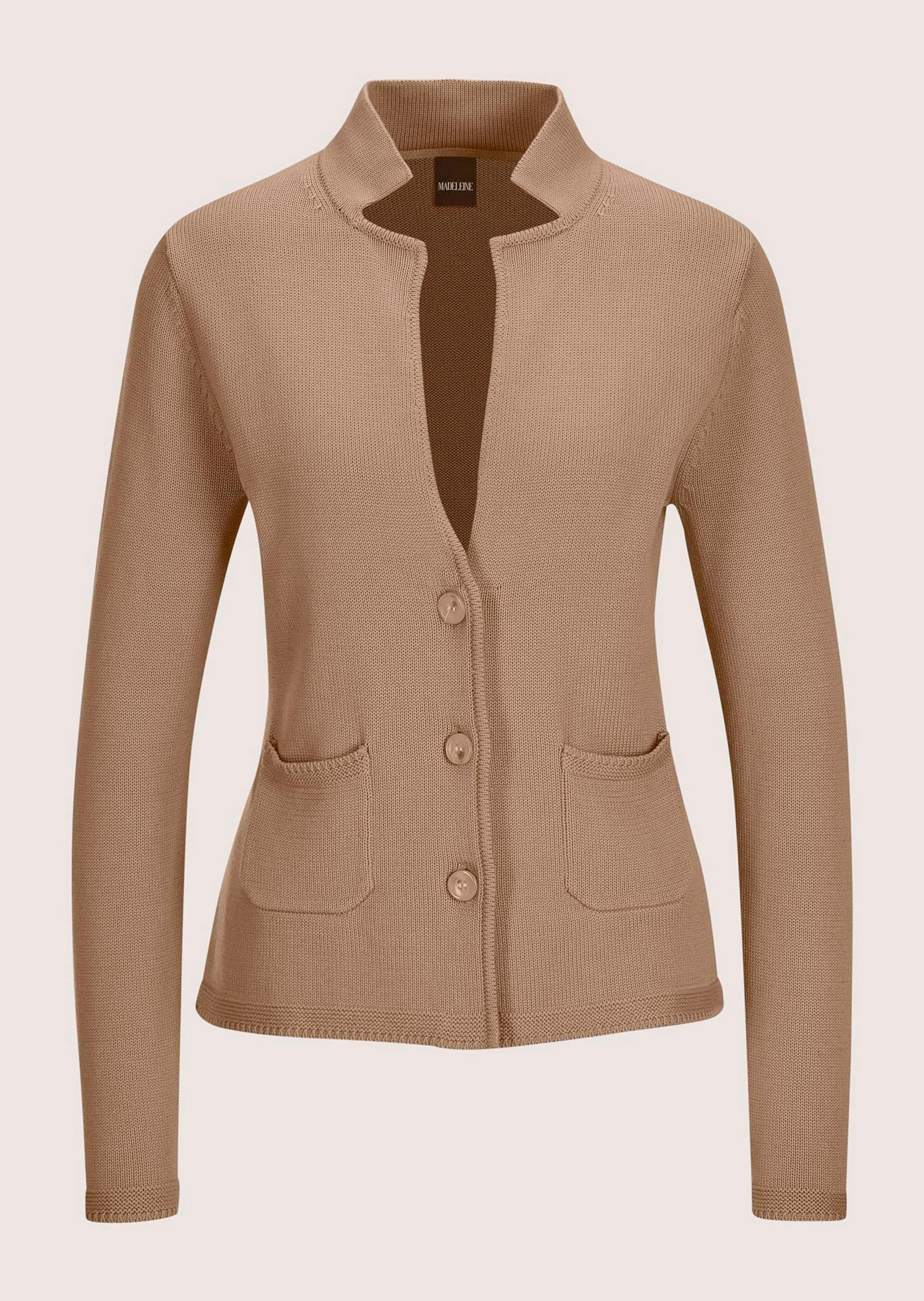 MADELEINE Strickjacke "Strickblazer Eleganter Blazer mit feinem Glattstrick" Hautsympathische Baumwolle