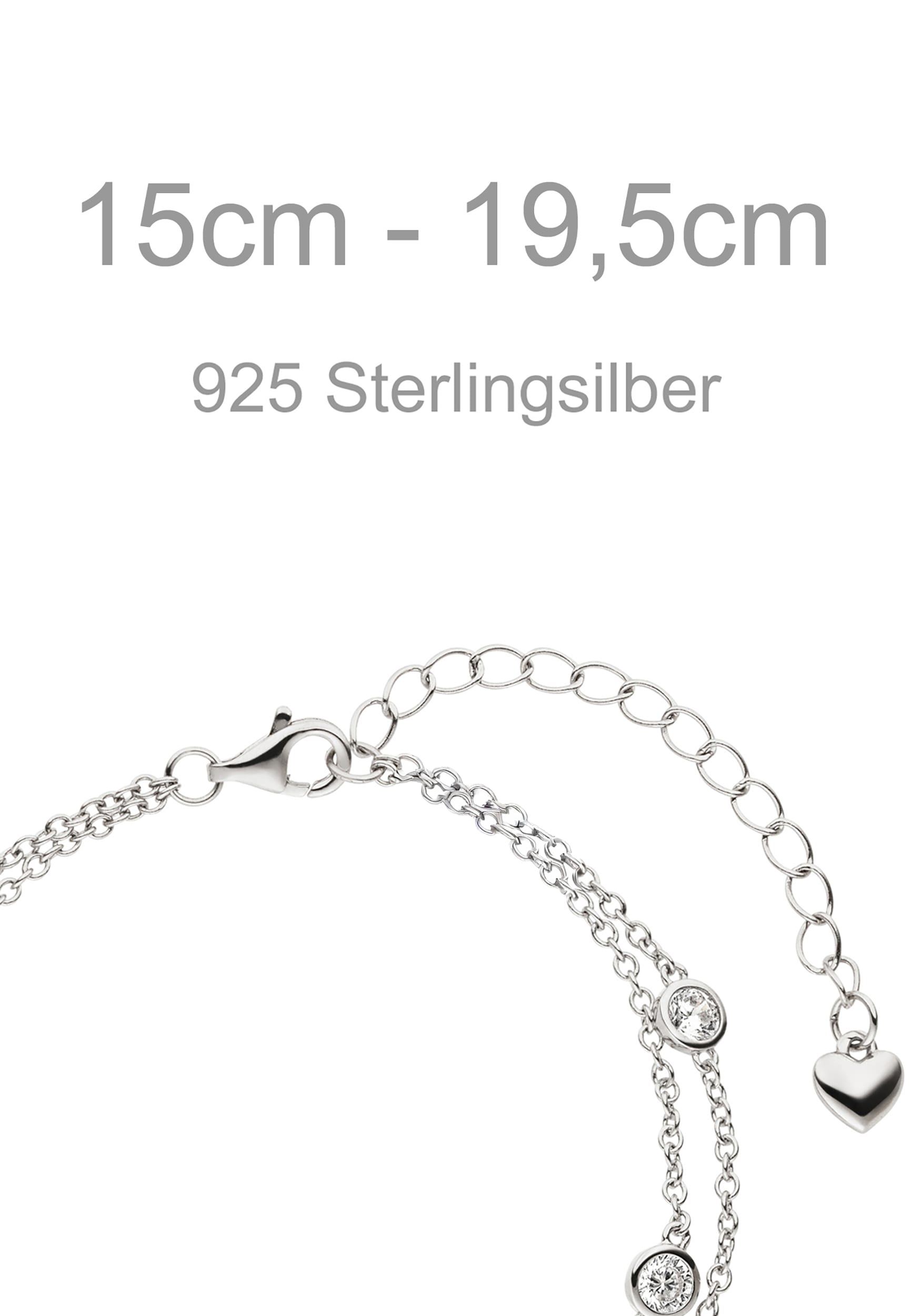 JOBO Silberarmband »Armband 2-reihig 15 cm bis 19,5 cm verstellbar« 925 Silber mit 7 Zirkonia
