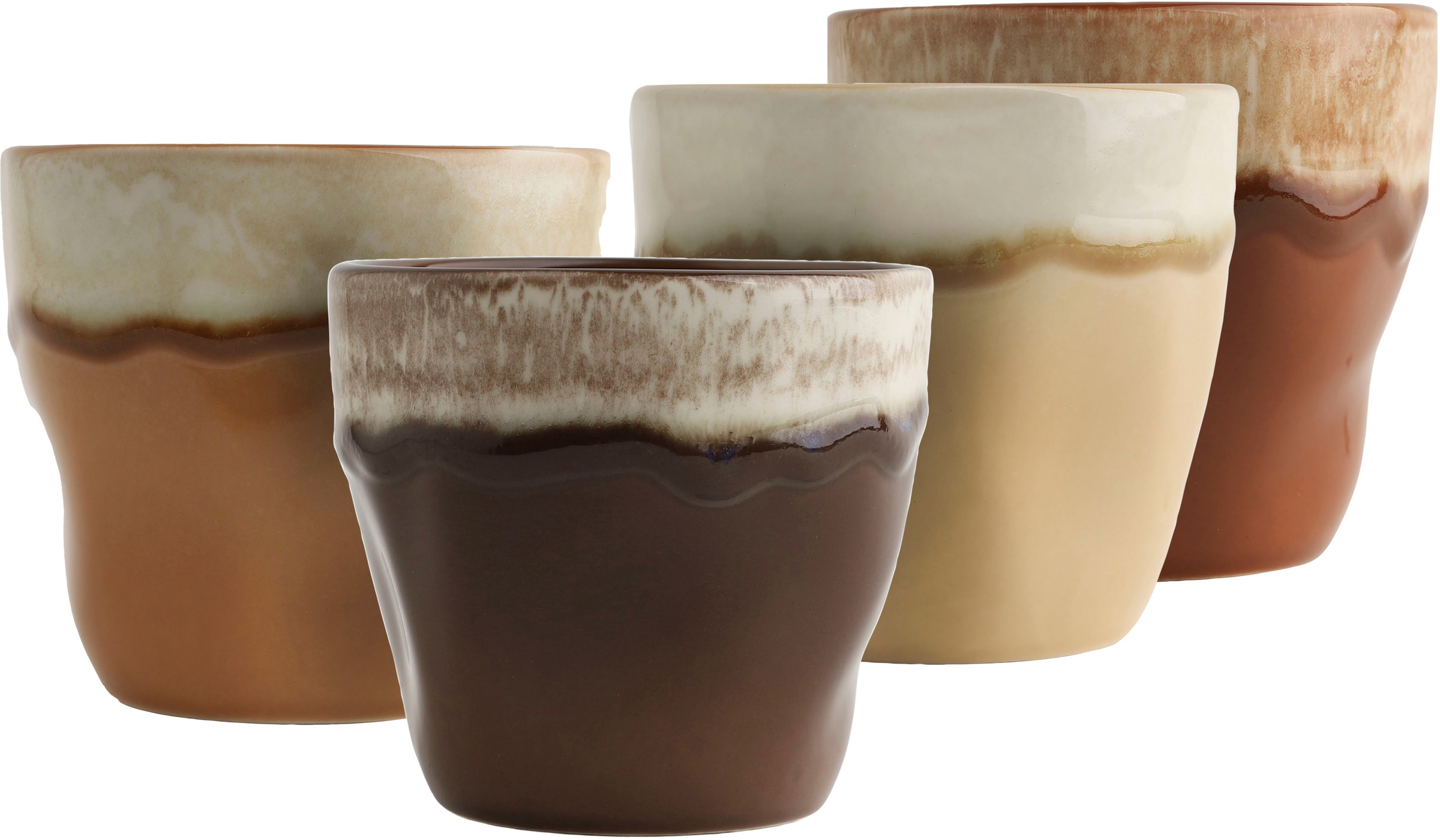 CreaTable Becher »Squeezy Mocha Mousse Teebecher 4-tlg« Einzigartige Optik, Reaktivglasur
