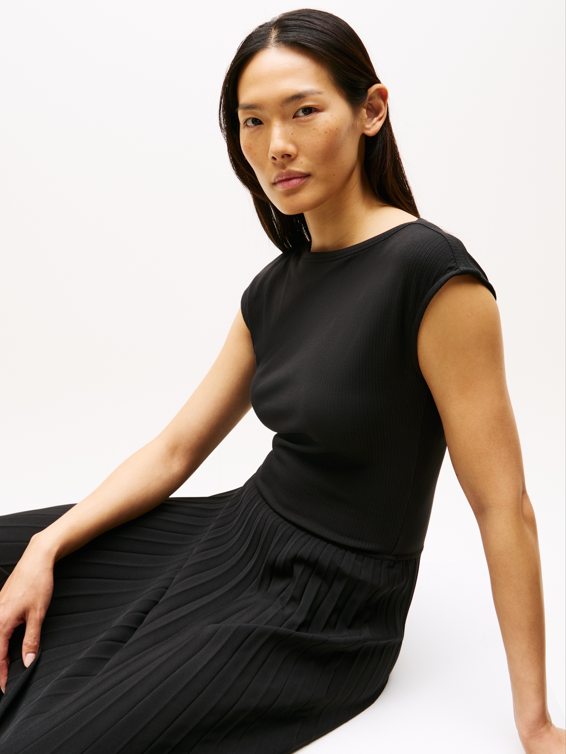Tommy Hilfiger A-Linien-Kleid "5X2 RIB MIDI F&F DRS" günstig online kaufen