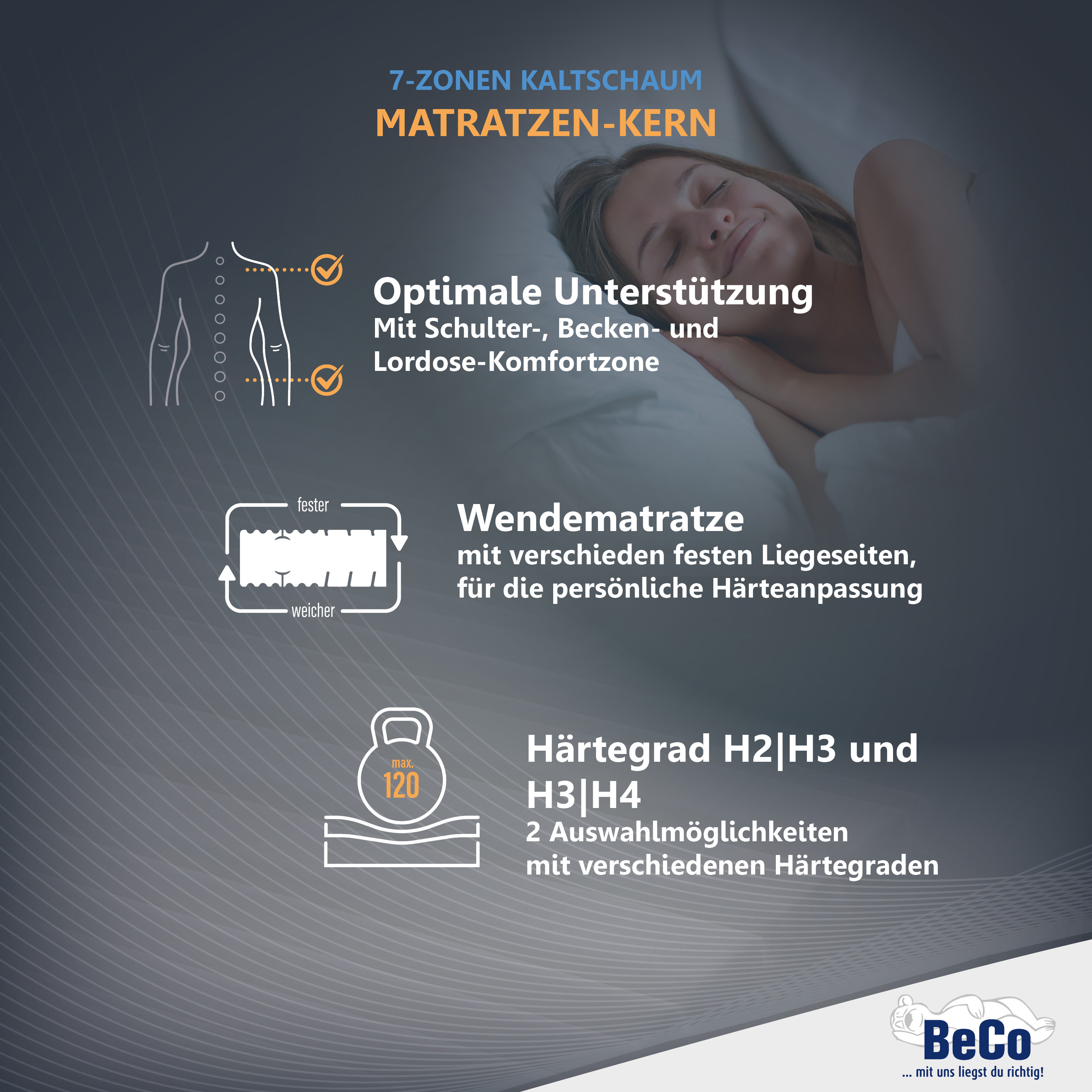 Thumbnail - Beco Komfortschaummatratze "Medistar KS, Matratze Kaltschaum-Feeling 90x200 cm, 140x200 cm" 21 cm hoch Raumgewicht: 28 k...