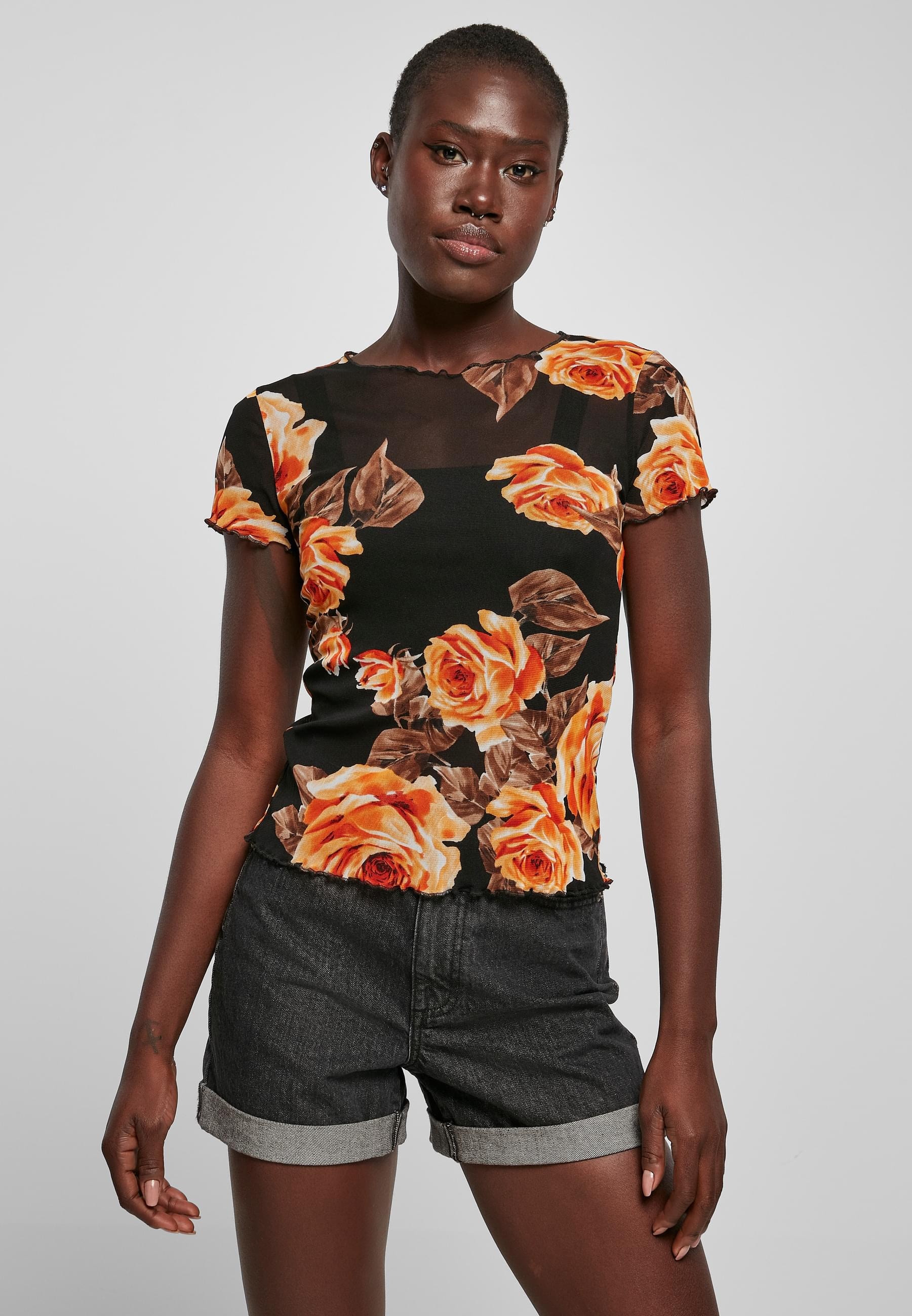 URBAN CLASSICS Kurzarmshirt »Urban Classics Damen Ladies Mesh Tee«, (1 tlg.)