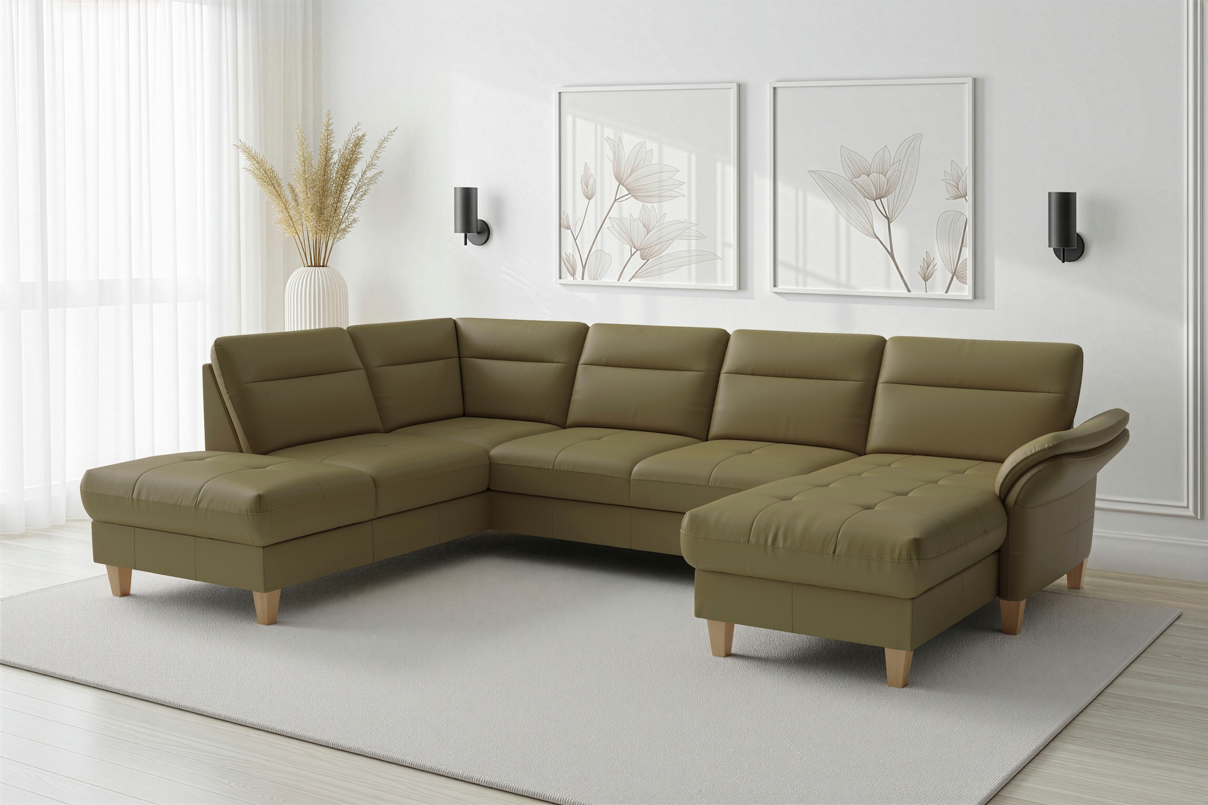 sit&more Wohnlandschaft "Pamela U-Form, B: 292 cm, optional Schlaffunktion & Bettkasten, Leder"
