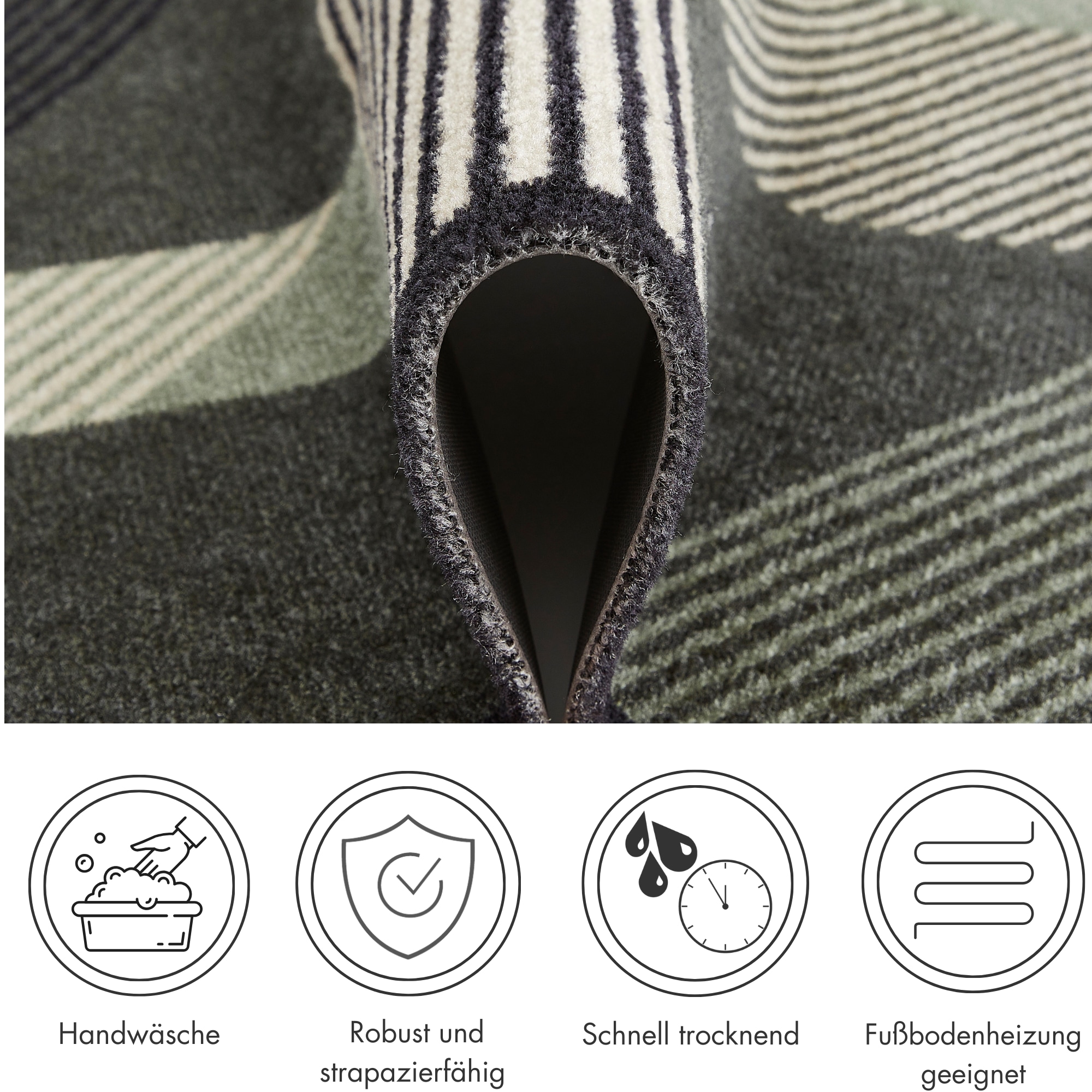 Barbara Becker Fußmatte »Sense, Made in Belgium«, rechteckig, 7 mm Höhe, Schmutzfangmatte, modernes Design, waschbar, auch als Läufer