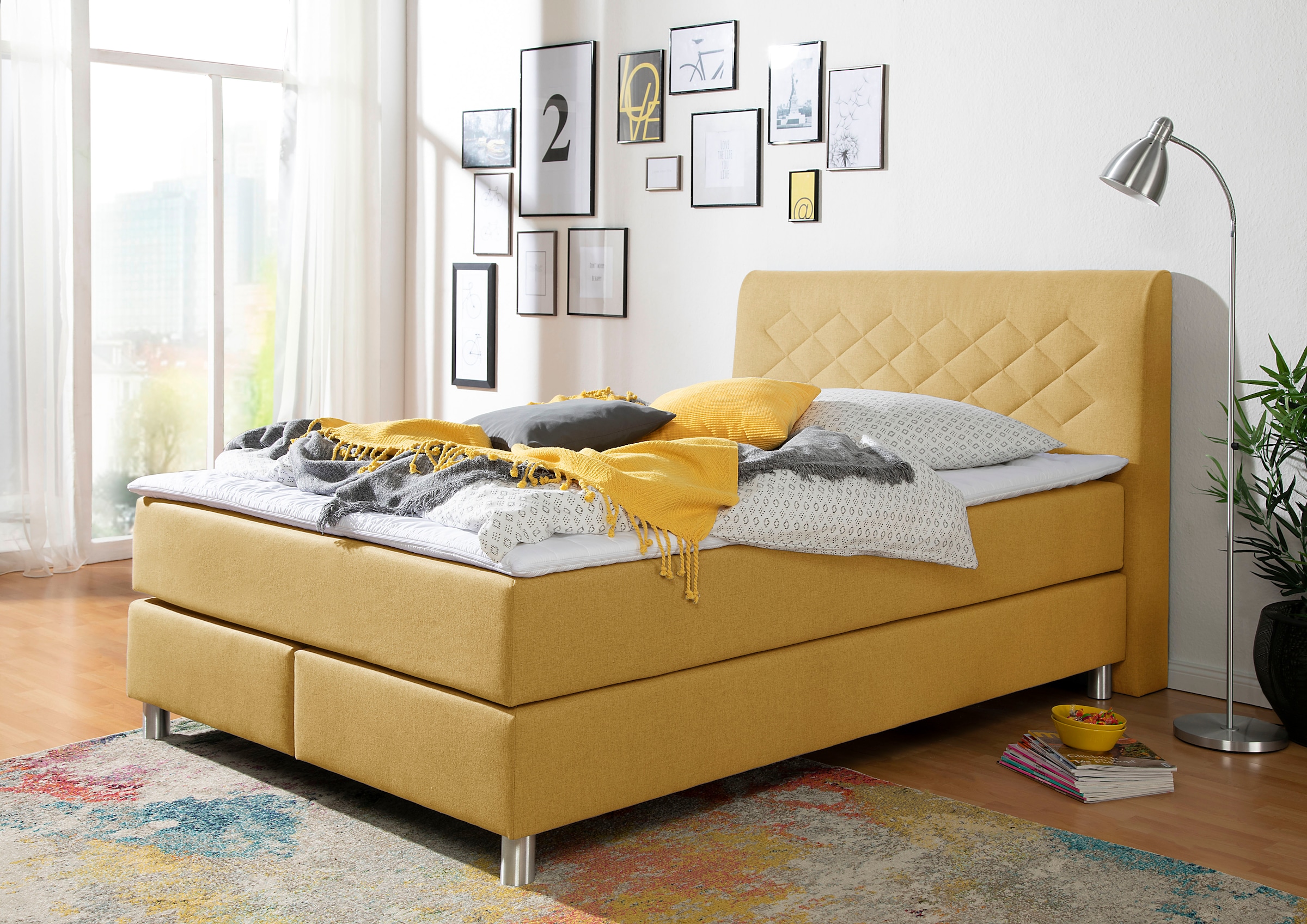 INOSIGN Boxspringbett »Parla«, incl. Topper, 4 Farben in 4 Breiten, 2 Härtegraden, 3 Matratzenarten