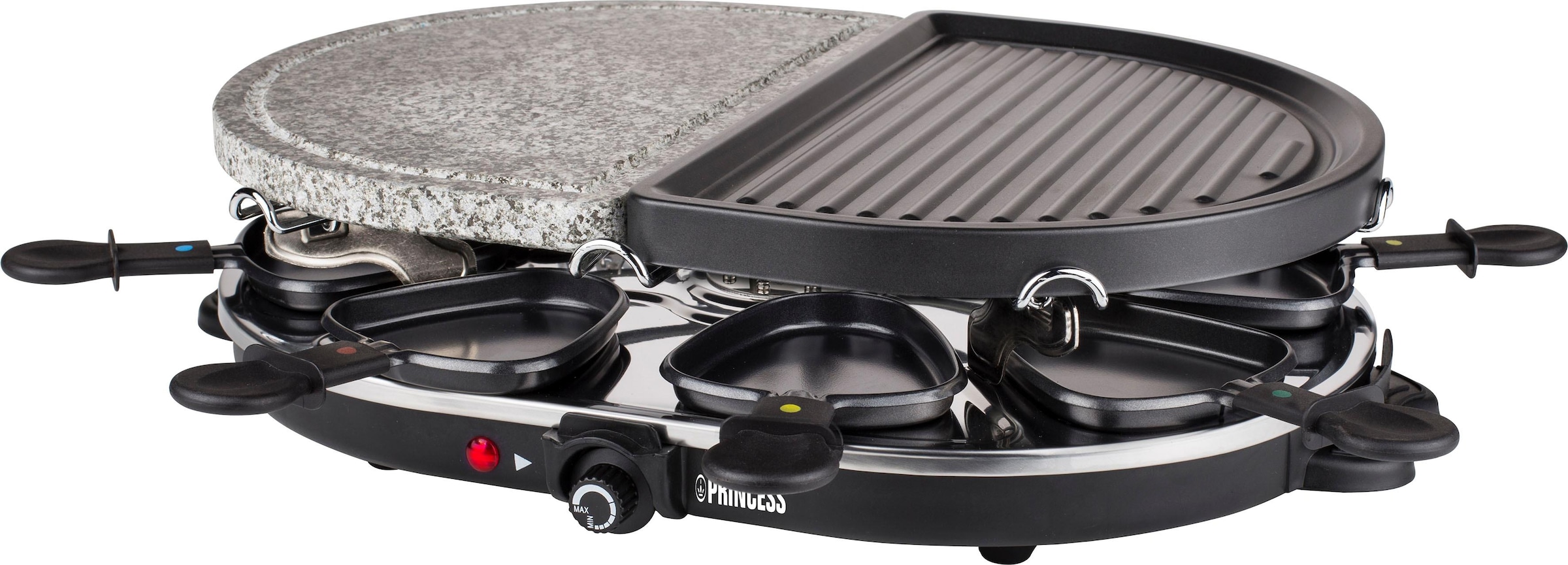 PRINCESS Raclette »8 Oval Stone & Grill Party - 162710«, 8 St. Raclettepfännchen, 1200 W