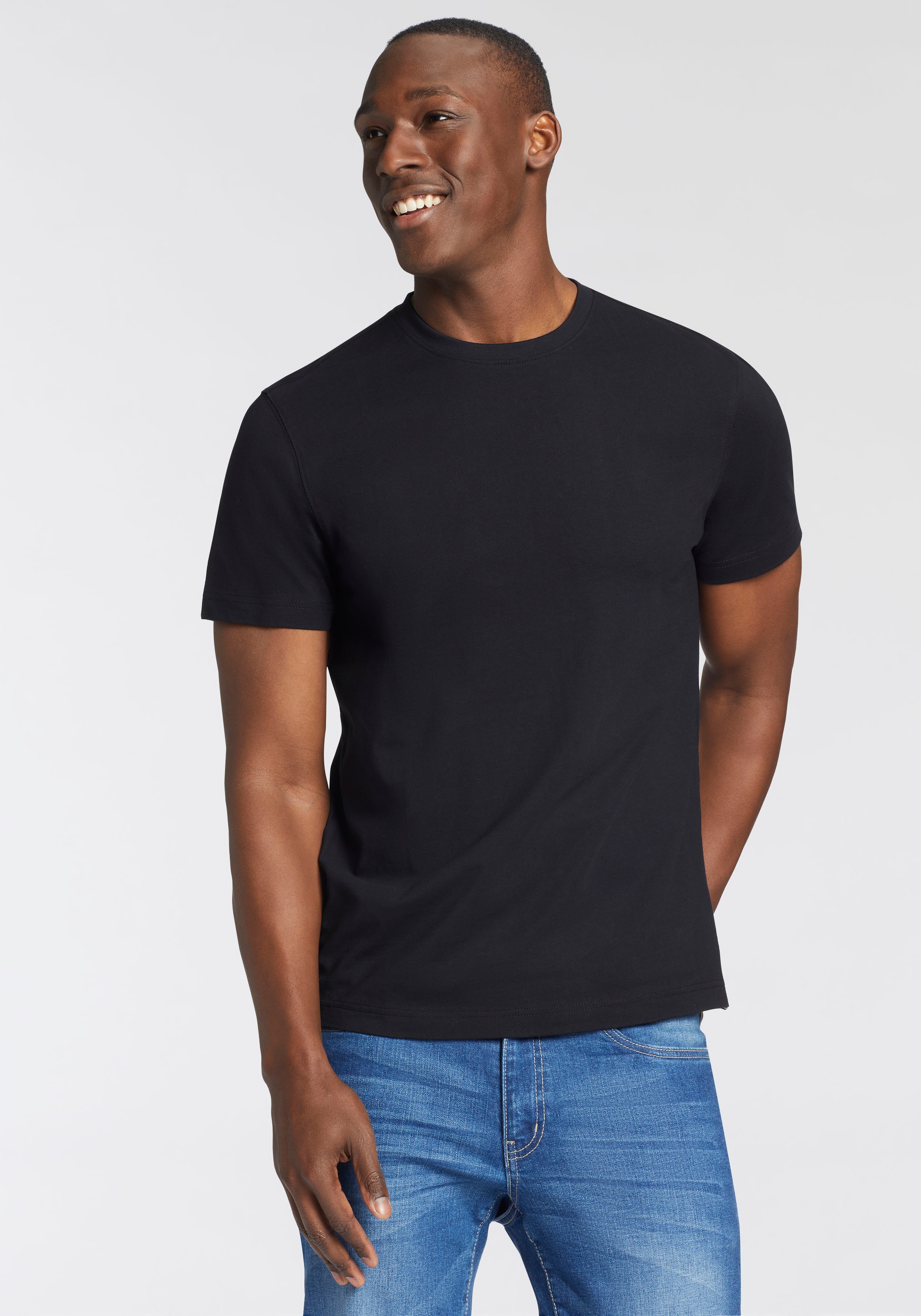 Mans World Rundhalsshirt Packung, 2er Pack, 2 Stk. Kurzarm, unifarben, Rund günstig online kaufen