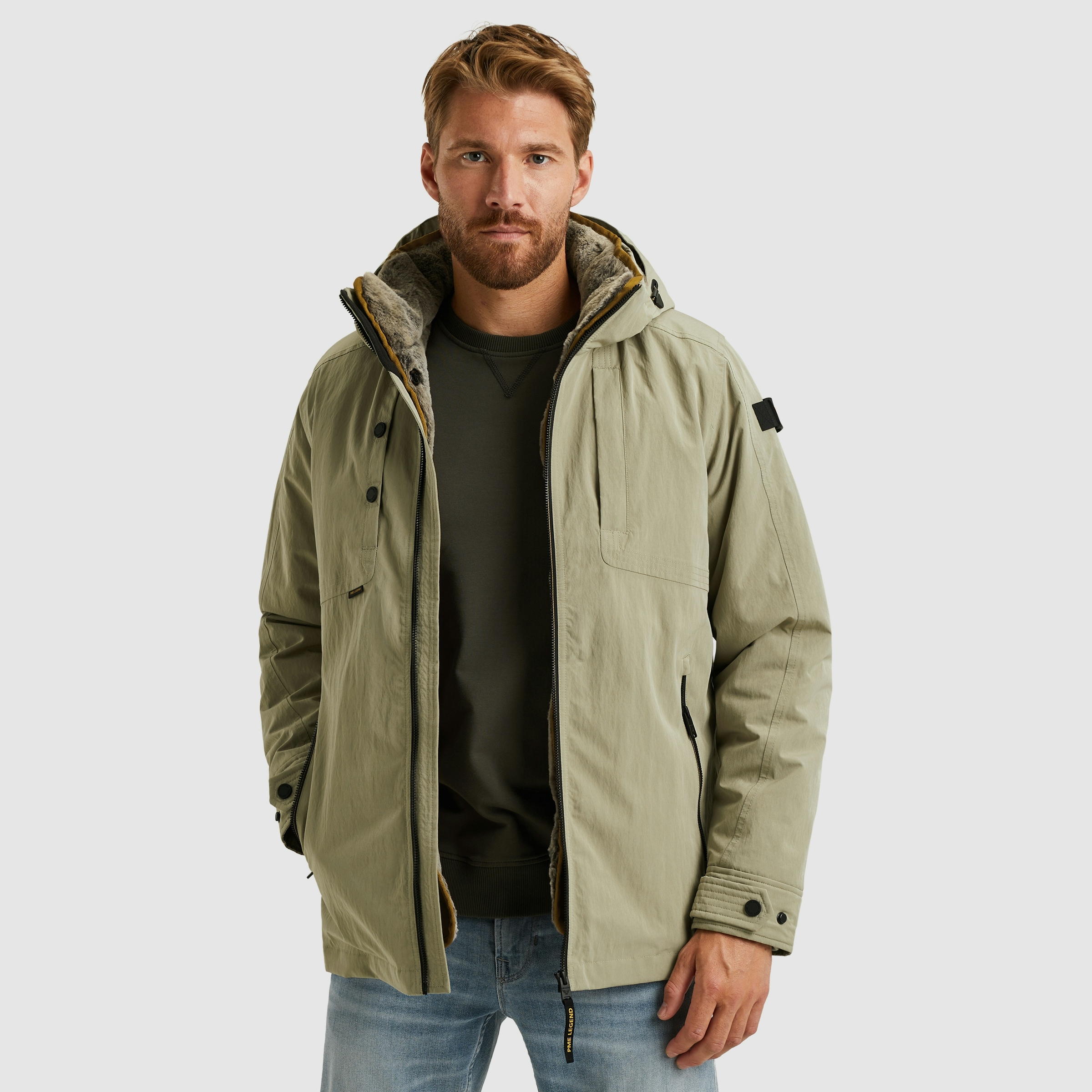 PME LEGEND Winterjacke mit Kapuze Herausnehmbares Fellimitat günstig online kaufen