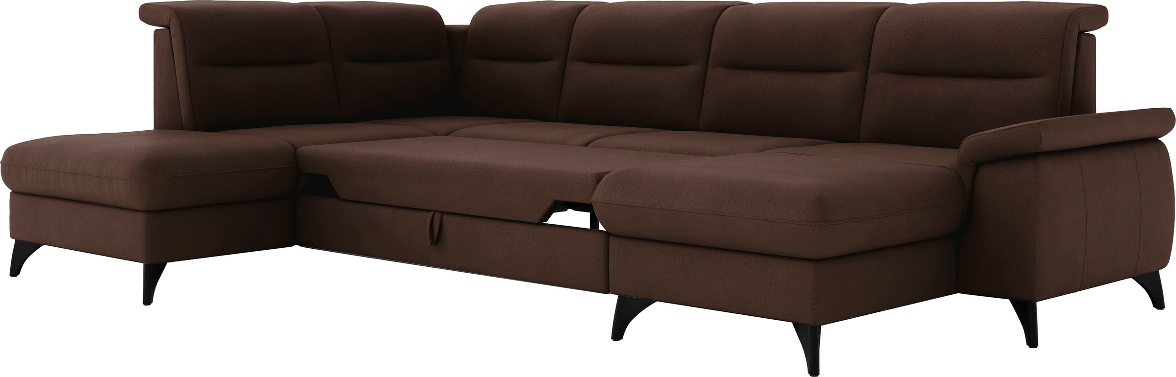 Wohnlandschaft SIT & MORE "Astoria U-Form", braun (dunkelbraun), B:329cm H:91cm T:225cm, 100% Polyester, Sofas, Wohnlandschaft, wahlweise mit motorischer Relaxfunktion 6