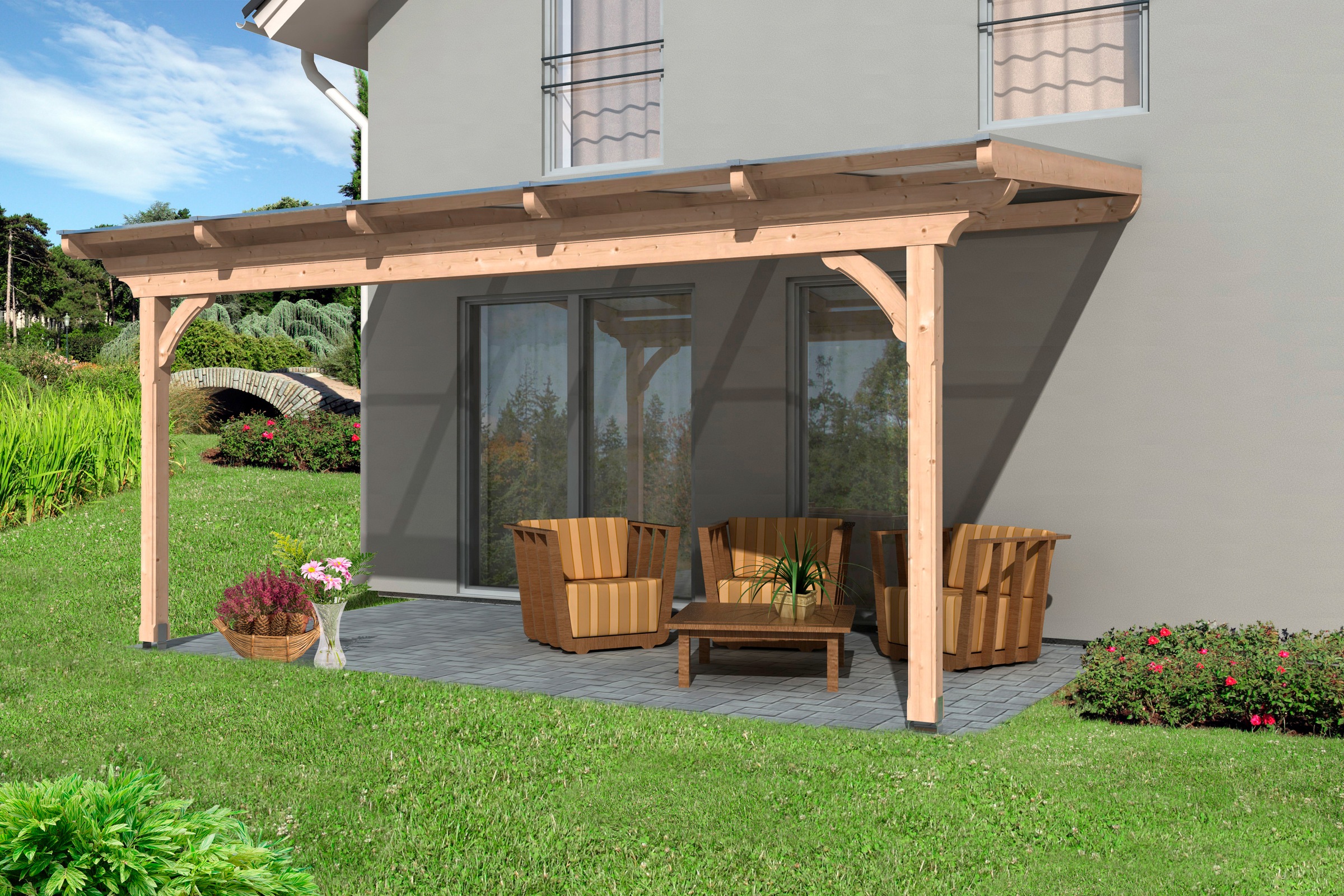 Skanholz Terrassendach »Ravenna«, 541 cm Breite, verschiedene Tiefen