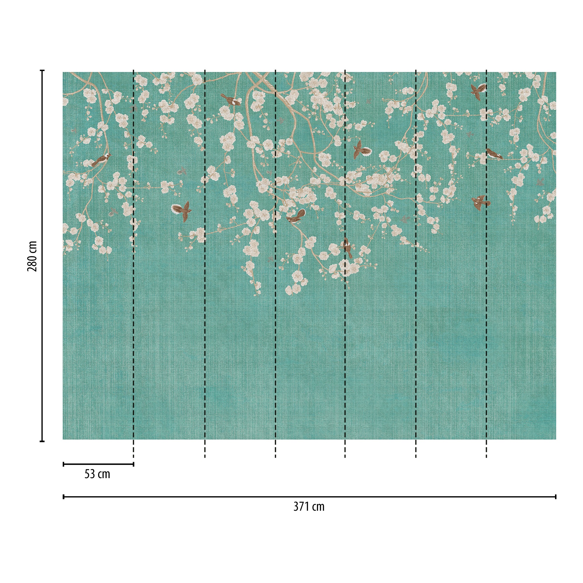 Thumbnail - living walls Fototapete "THE WALL III florale Tapete Motivtapete Blumenranke Vögel" matt glatt Vliestapete Vögel für Sch...