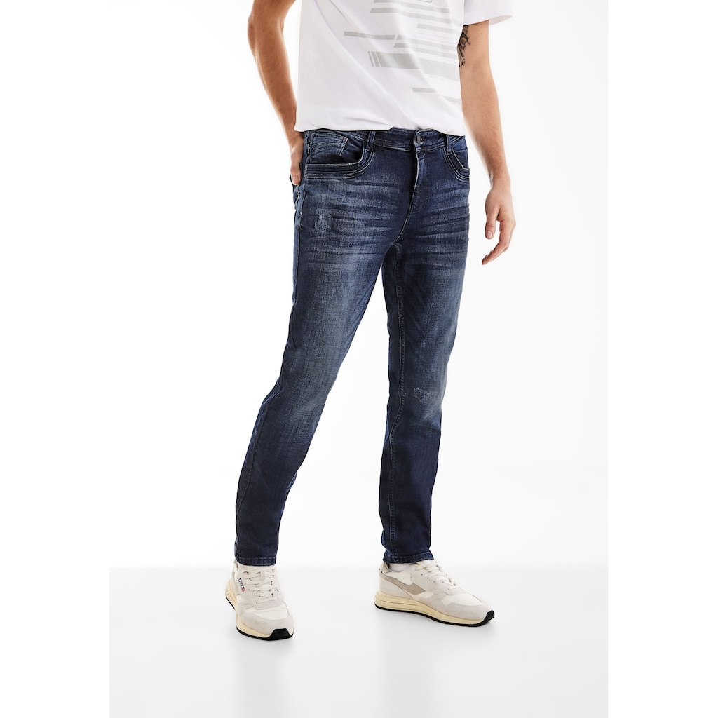 STREET ONE MEN Slim-fit-Jeans, in dunkelblauer Waschung