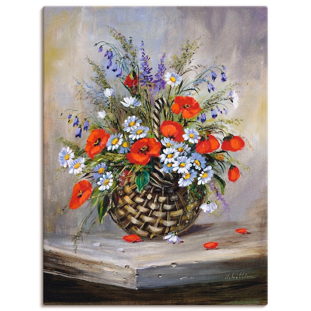 Artland Wandbild »Blumiger Korb«, Blumen, (1 St.), als Leinwandbild,  Wandaufkleber oder Poster in versch. Größen bestellen | BAUR