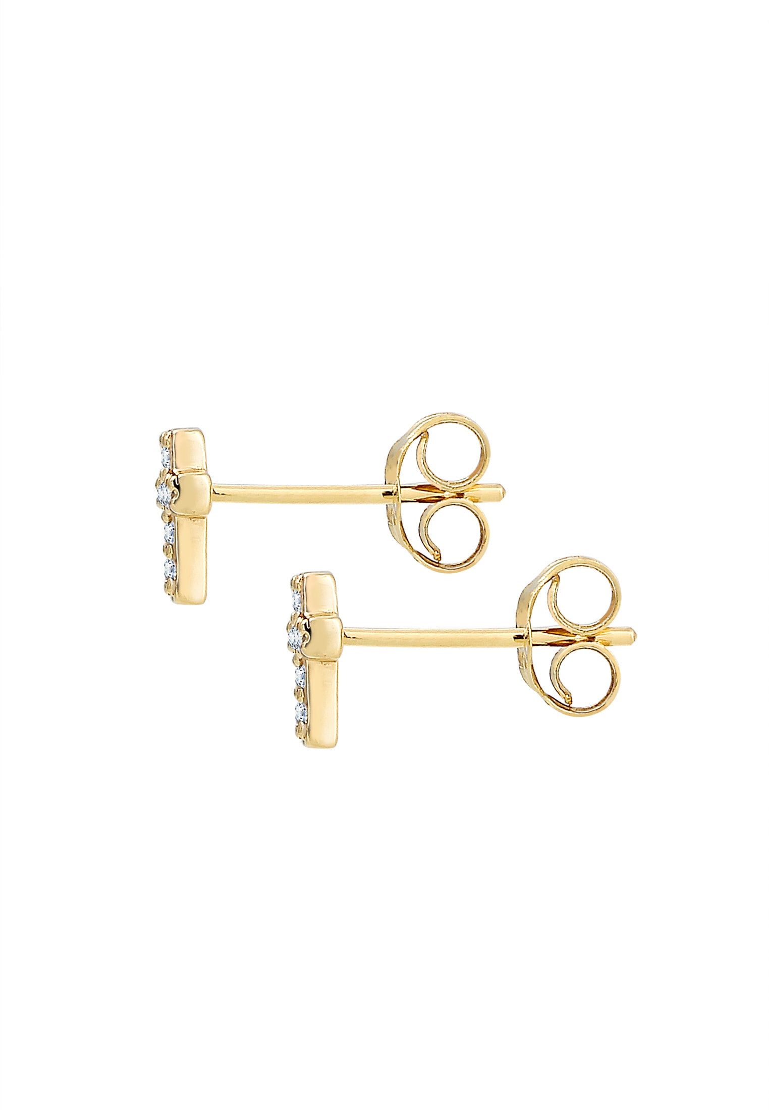 Elli DIAMONDS Paar Ohrstecker »Ohrstecker Kreuz Diamant (0.06ct) 585 Gelbgold«