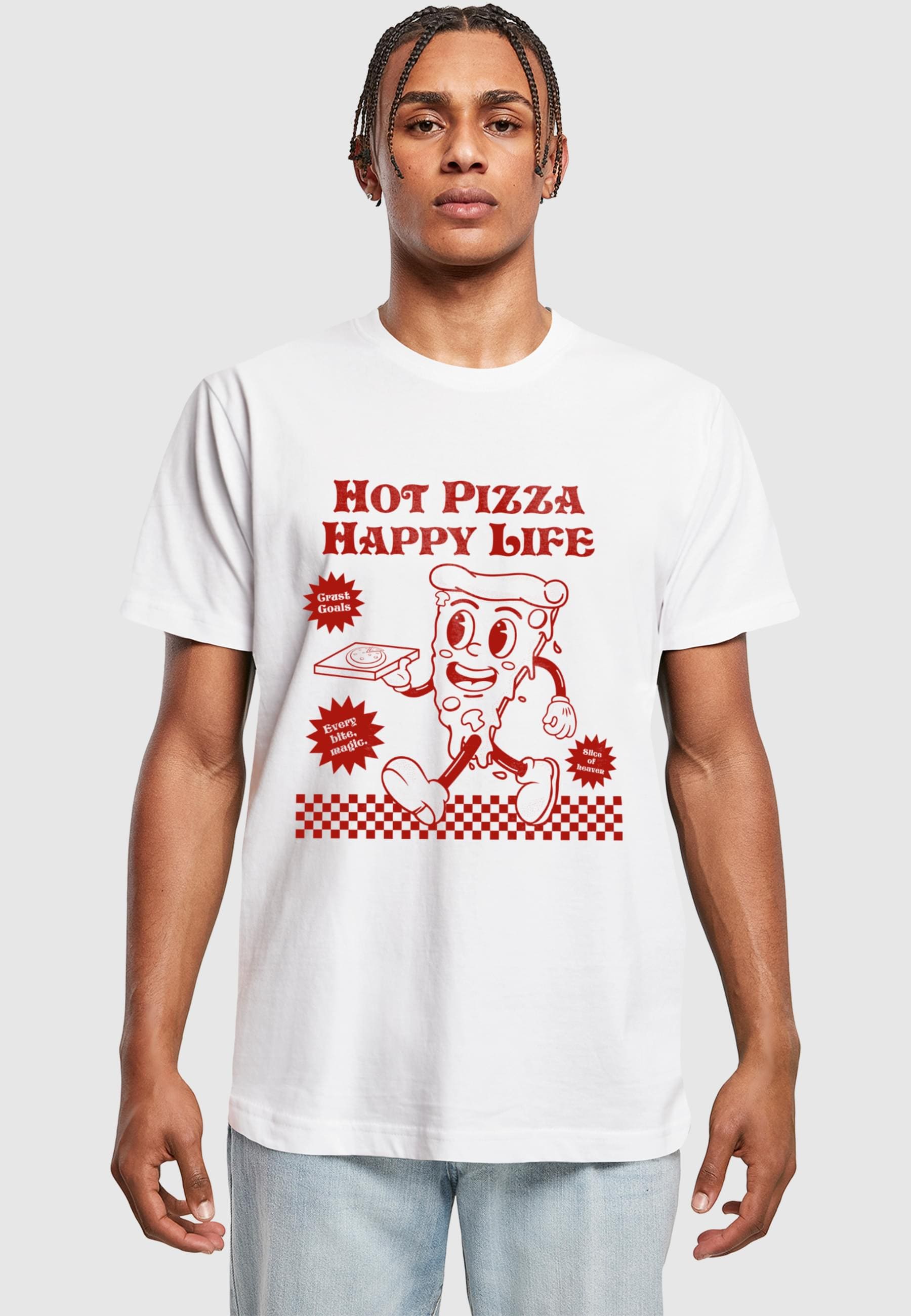 Merchcode T-Shirt »Merchcode Hot Pizza Happy Life Tee«, (1 tlg.)