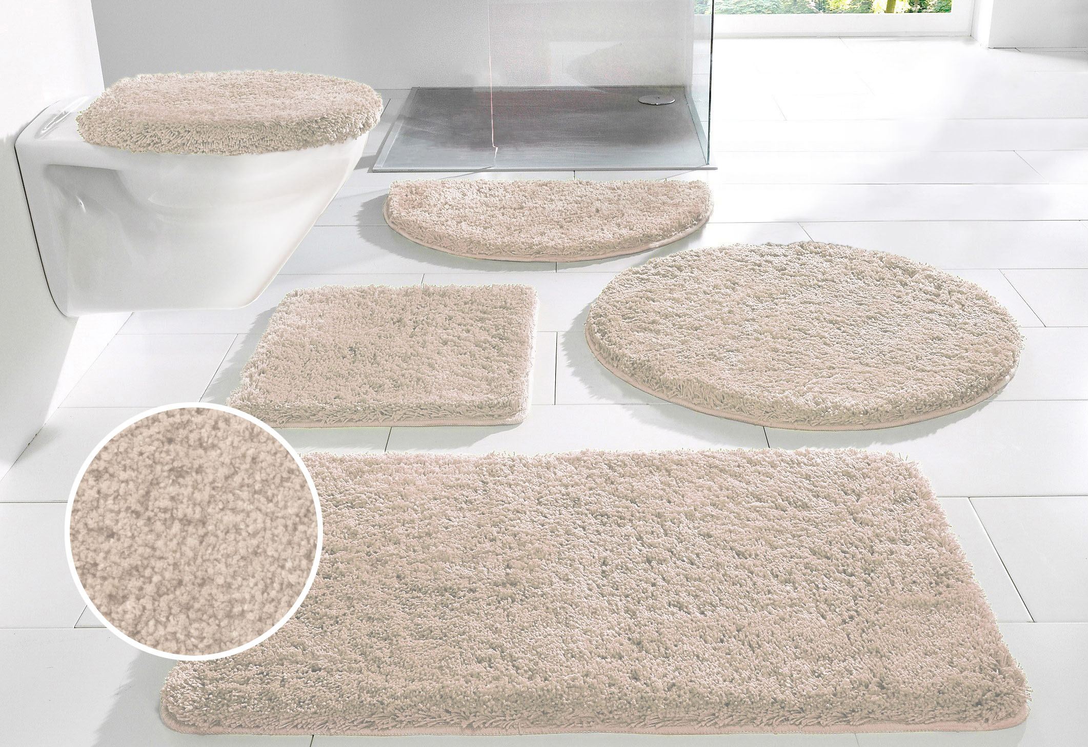 OTTO home Badematte "Sanremo, Standard & Premium, 30mm oder 35mm, sehr weich" rutschhemmend beschichtet fußbodenheizungsgeeignet schnell trocknend Badteppich, unifarben, rechteckig, rund & als 3-tlg. Set erhältlich