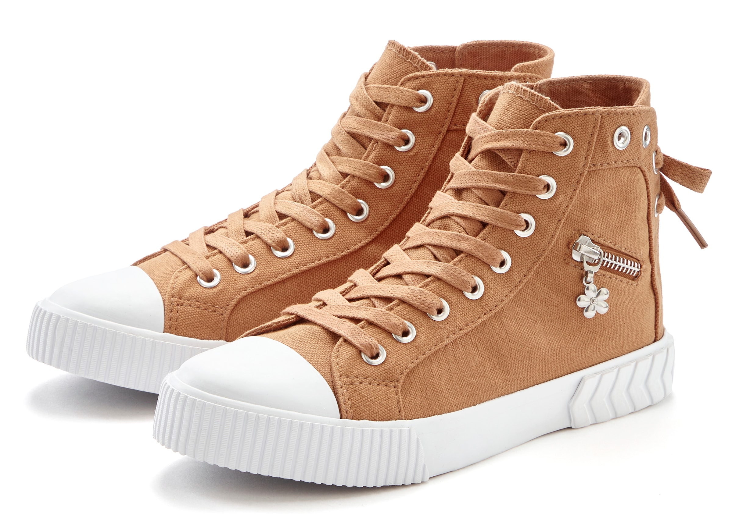 LASCANA Stiefelette "Sneaker," aus Textil zum Schnüren, High-Sneaker, Schnü günstig online kaufen