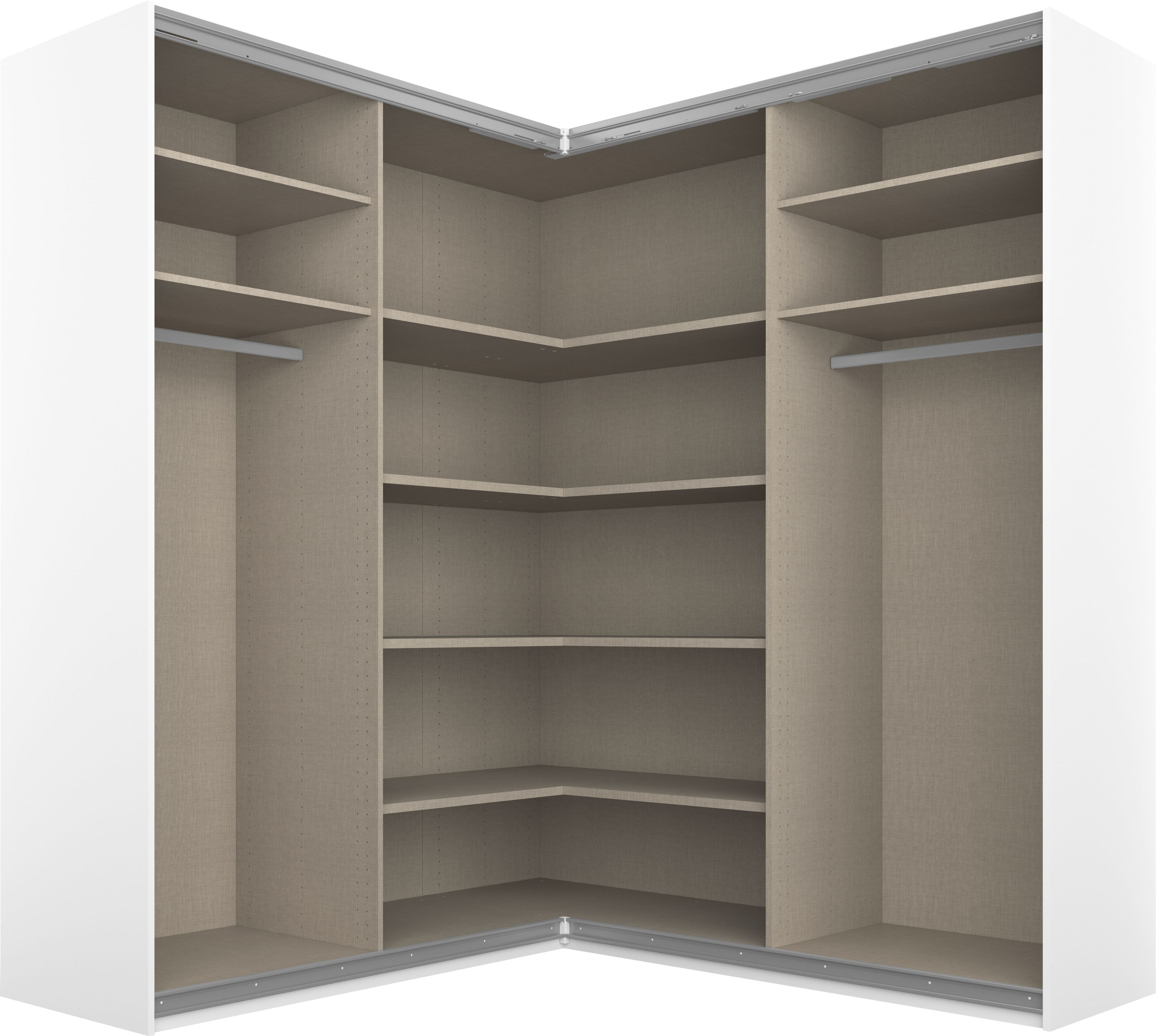 rauch Schwebetürenschrank "Kleiderschrank Garderobe Eckkleiderschrank QUADRA mit edler Glasfront" in den Höhen 210/229 cm, inkl. Soft-Close-Funktion, großer Eckschrank mit viel Stauraum, Maß 181x187 cm MADE IN GERMANY